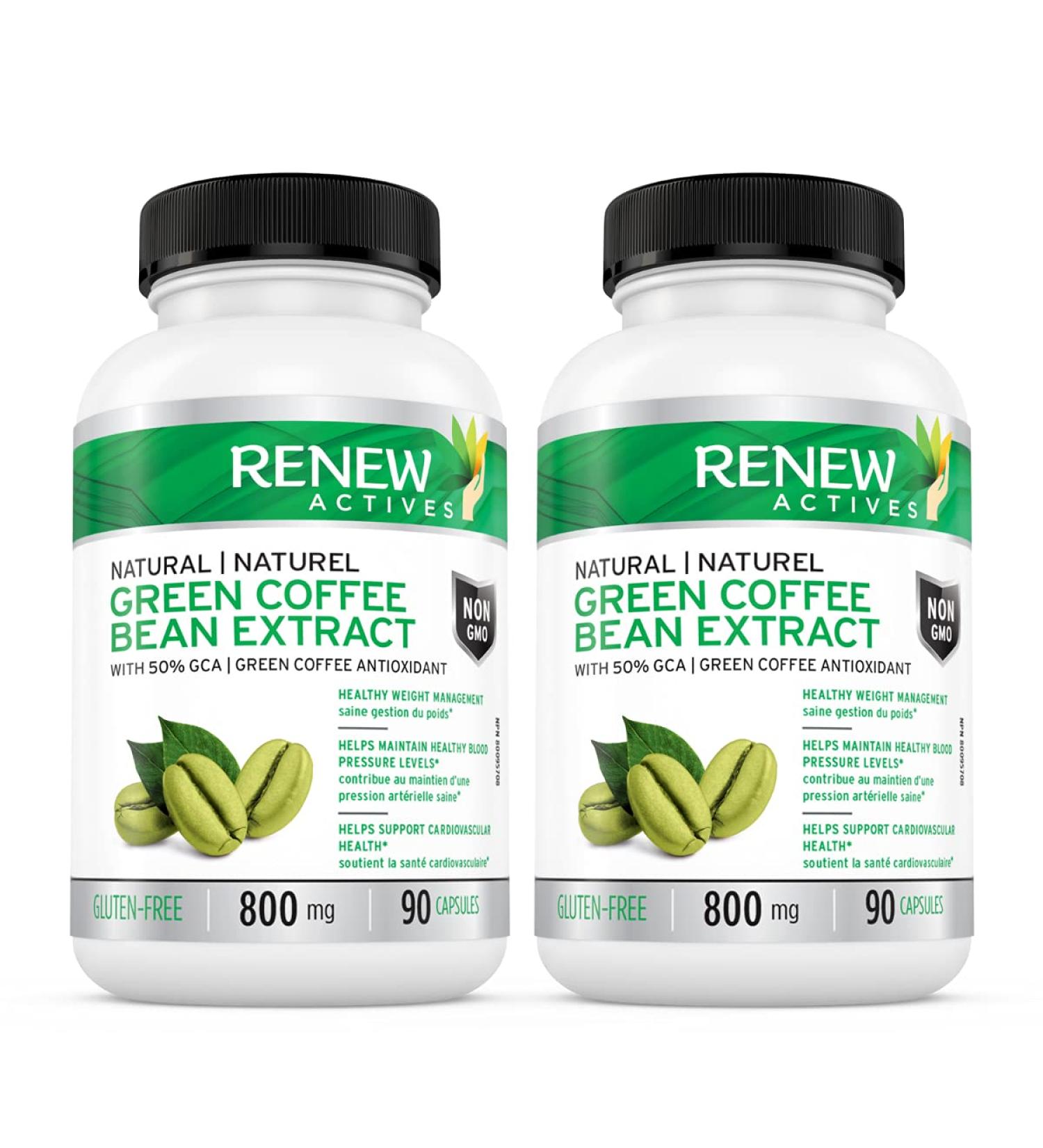 Renew Actives Coffee Bean Extract: 800mg Green Coffee Bean Extract Capsules for Weight Management Programs. Helps Support Cardiovascular Health & Provides Antioxidants - Vegan Supplement with 50% GCA - 90 Capsules. NON-GMO. Free of Dairy Soy & Sugar. (2 P - Buy Online on GoSupps.com