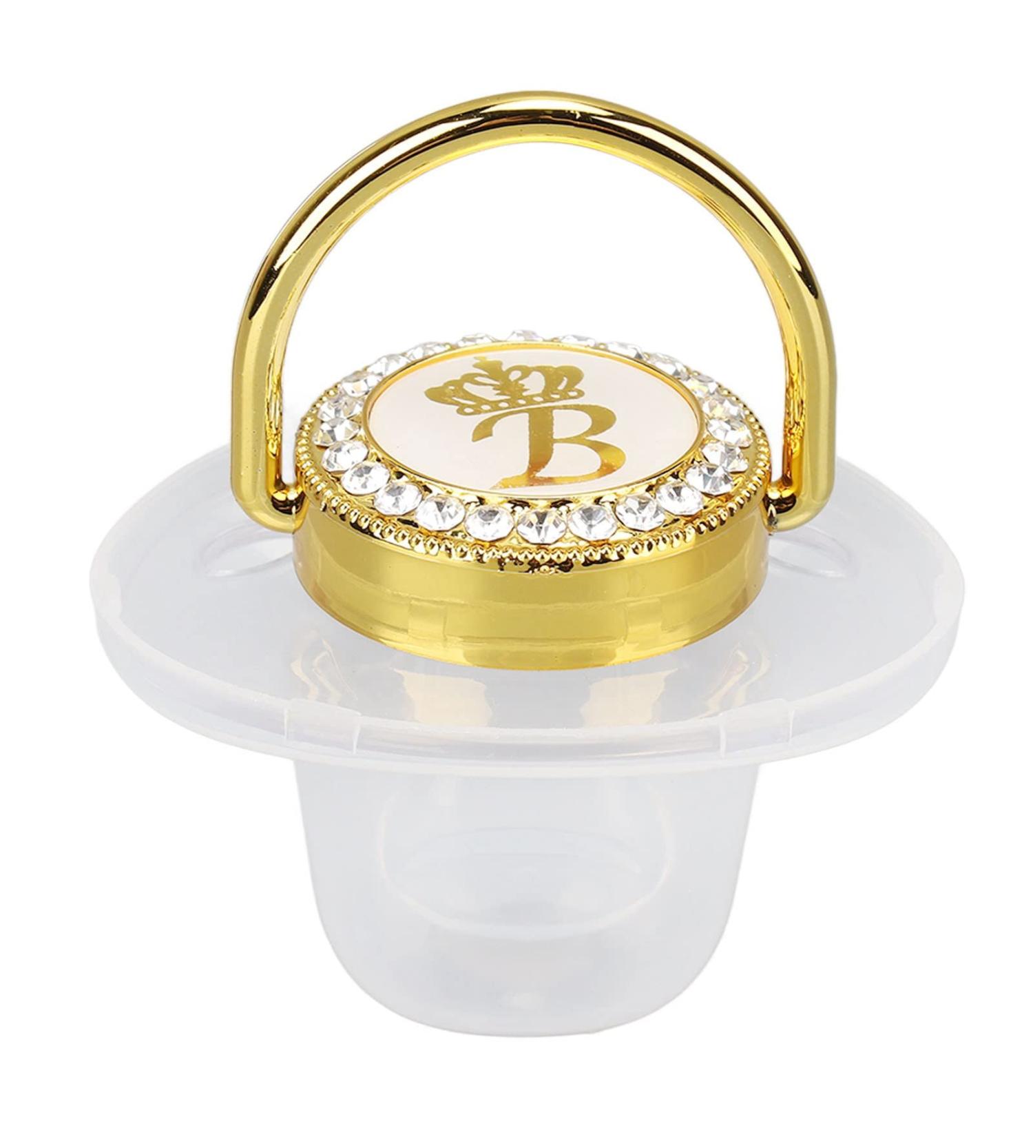 Buy Golden Silicone Baby Pacifier with Rhinestone Nipple - Perfect for Bathing | International Shipping - Buy Online on GoSupps.com