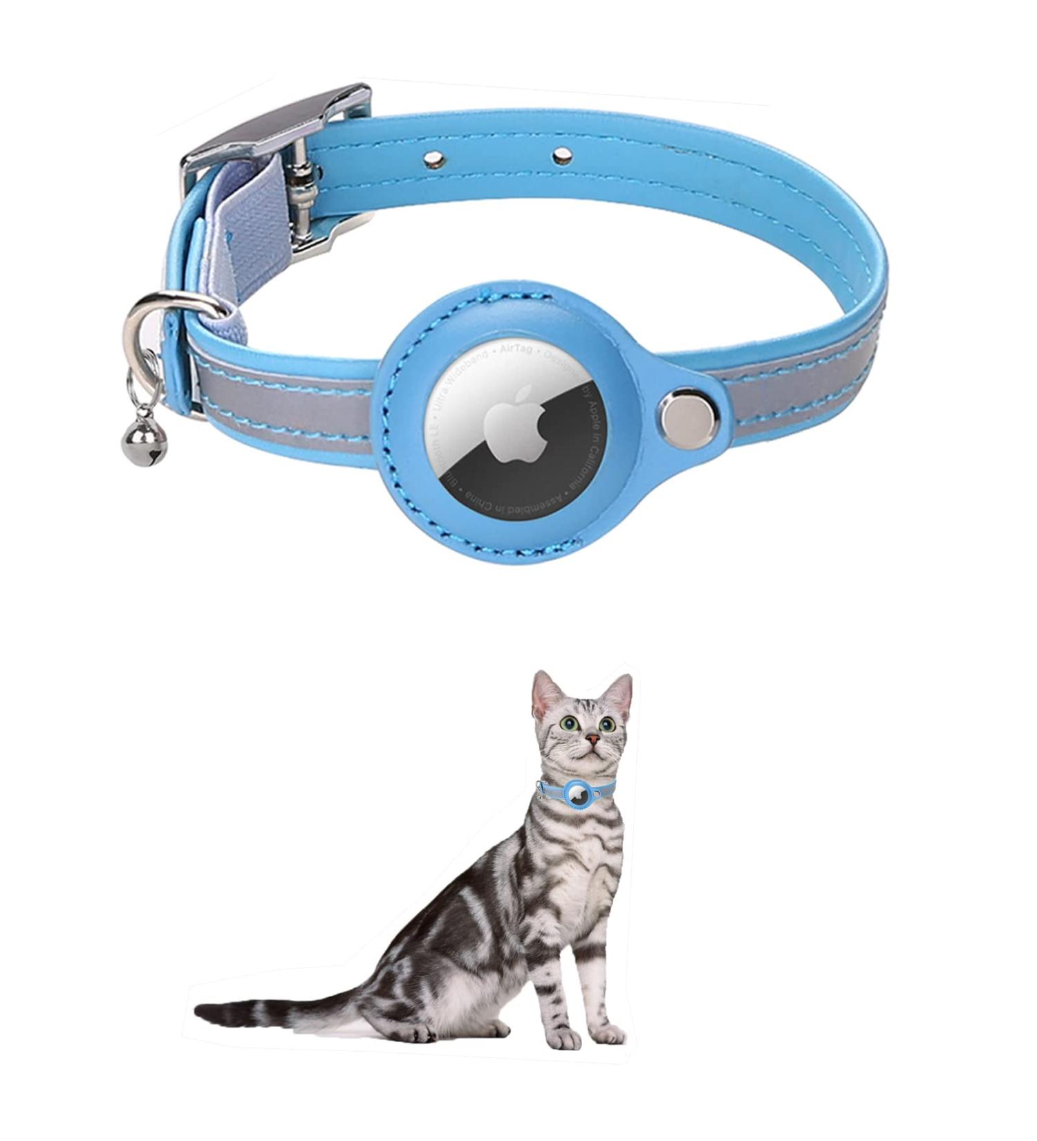 Buy Kocnydey Reflective Airtag Cat Collar - Adjustable Anti-Wing Collar for Cats & Small Dogs (M 28-37cm) - Blue - Buy Online on GoSupps.com