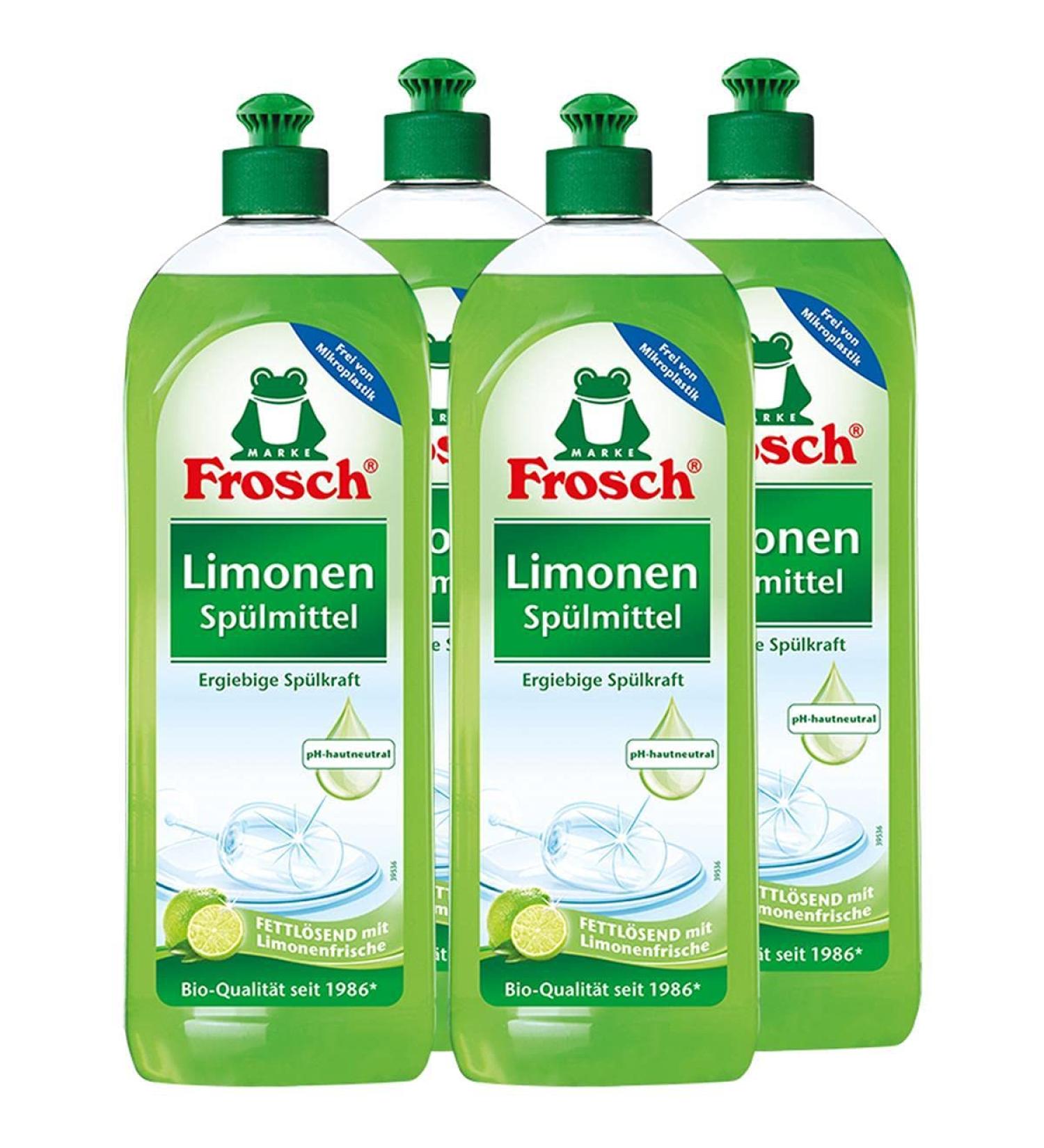 4x Frosch dishwashing liquid 750 ml with fat-dissolving lemon extracts