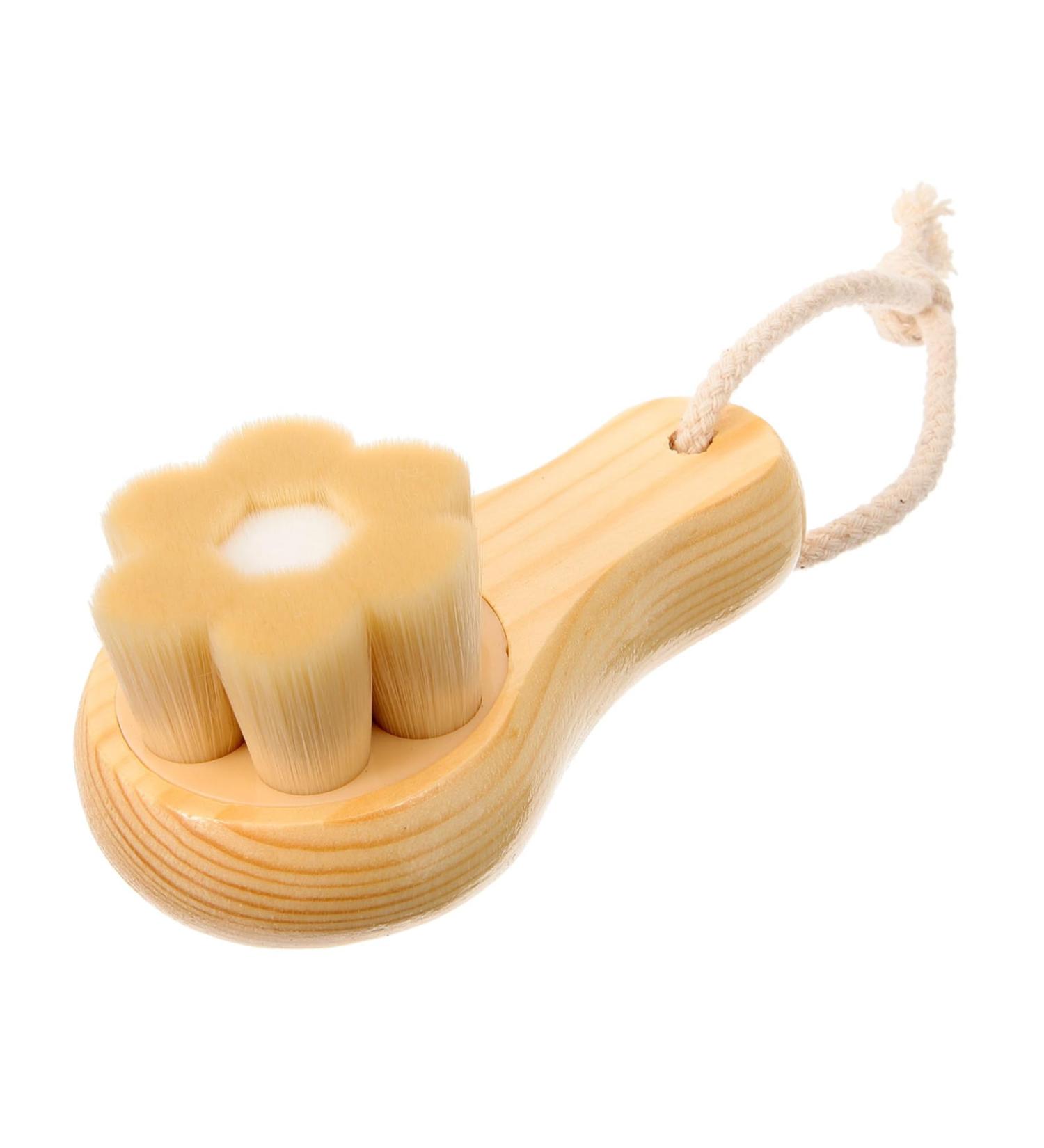 Healeved Facial Wash Brush with Wooden Handle Facial Brush Face Scrubber Face Wash Brush Facial Exfoliator Exfoliating Face Pads Face Cleansing Brush Skin Care Tools Face Brush - Buy Online on GoSupps.com