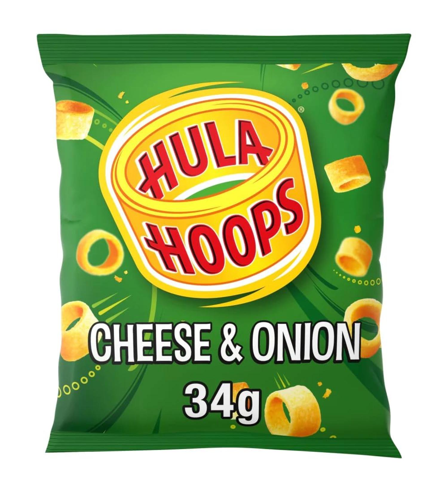 Hula Hoops Cheese & Onion Crisps 34g-Food
