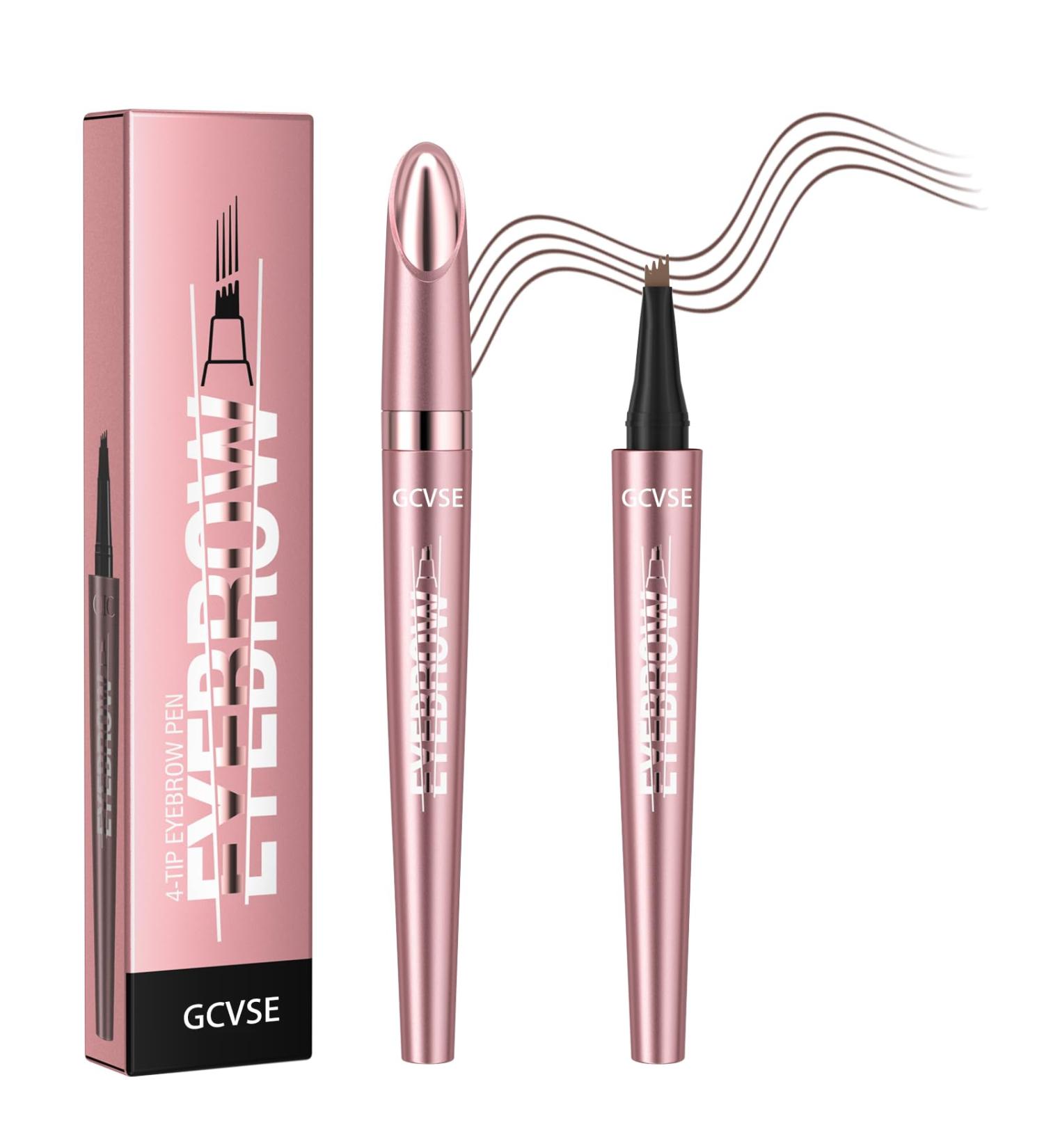 GCVSE Eyebrow Pencil Microblading Eyebrow Pencil with 4 Micro-Fork Tips Long-Lasting Brow Waterproof Smudgeproof Brow Pen - Easy Creation of Natural Looking Defined Eyebrows (Dark Brown) - Buy Online on GoSupps.com