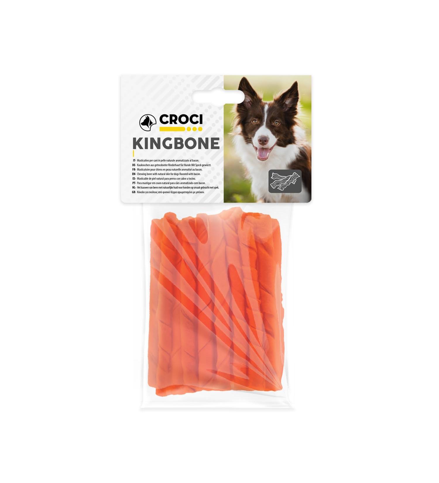 Croci King Bone Twisted Stick - Bacon Flavored Dog Bones Premium Natural Cowhide Dog Chew Snacks Dental Stick for Teeth Cleaning 10mm - 20 pcs - Buy Online on GoSupps.com
