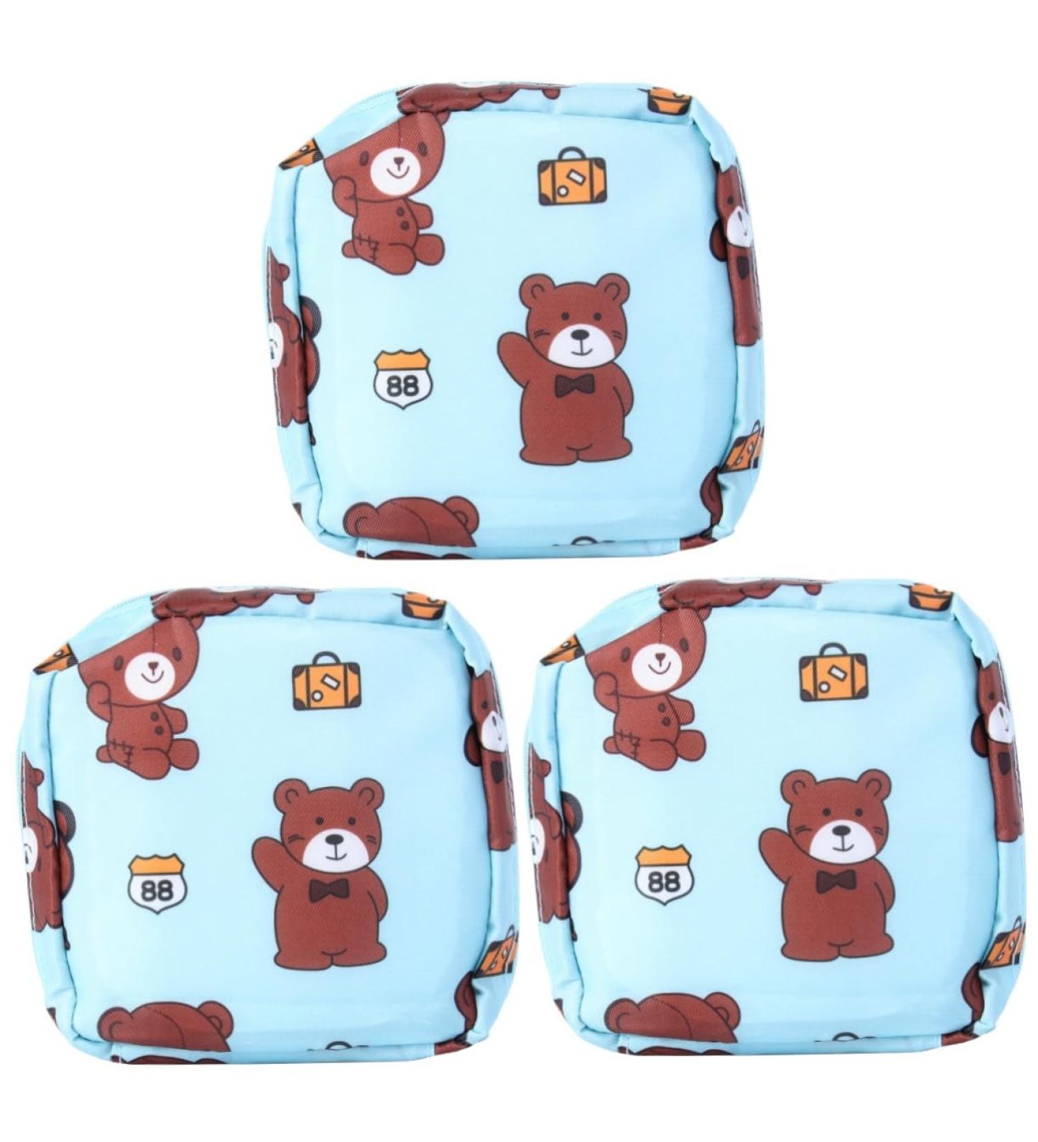 Amosfun 3-Pc Cotton Coin Wallet for Women | Outdoor Organizer for Bandages & Toiletries | Cute Brown Bear Design - Buy Online on GoSupps.com