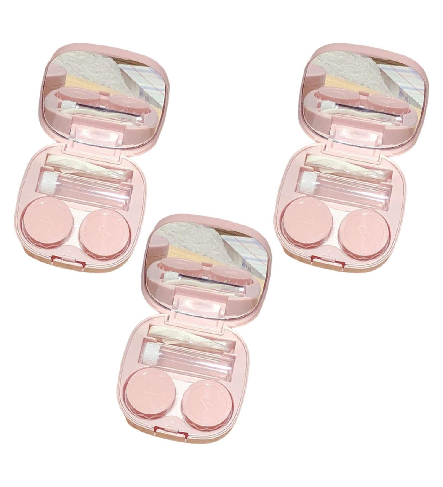 Amagogo Travel Contact Lens Case Set - Lightweight Leak-Proof Pink - 3 Pieces (7x7x2.5 cm) | International Shipping - Buy Online on GoSupps.com