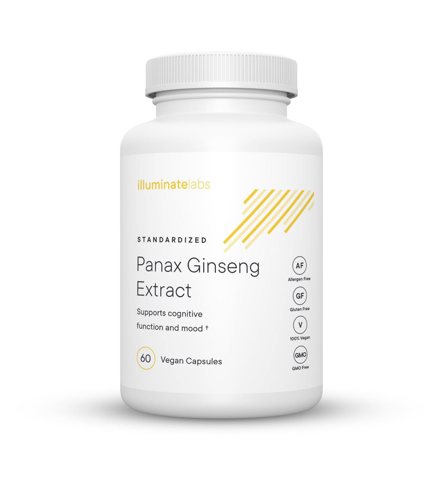 Illuminate Labs Panax Ginseng Extract Capsules | 200 mg | Supports Energy Cognitive Function & Mood | Third-Party Tested and Backed by Medical Research - Buy Online on GoSupps.com