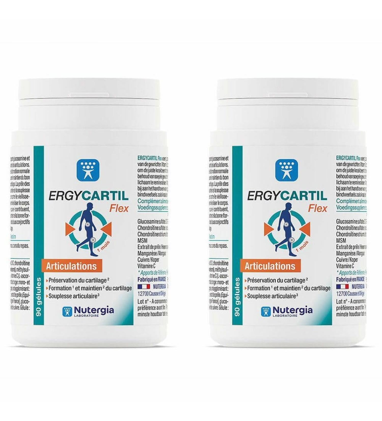 Nutergia - ERGYCARTIL Flex Food supplement based on field horsetail glucosamine chondroitin and enzyme cofactors - Pack of 2 boxes of 90 Capsules (2) - Buy Online on GoSupps.com