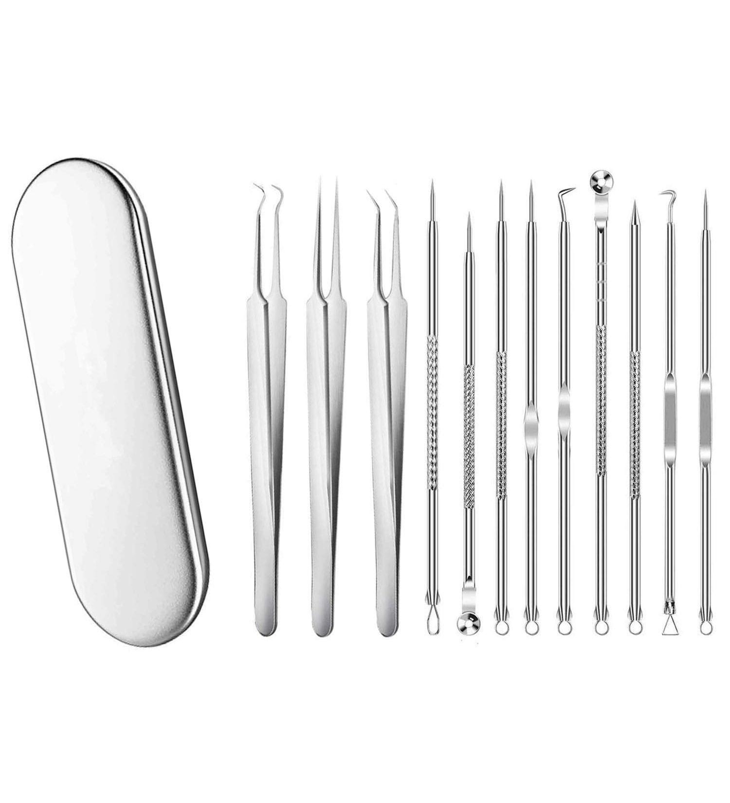 Blackhead Remover Kit Curved Tweezer Blackhead Removal Tools Spot Remover Tools Professional Pimple Comedone Extractor Zit Popper for Nose Face (silver) - Buy Online on GoSupps.com