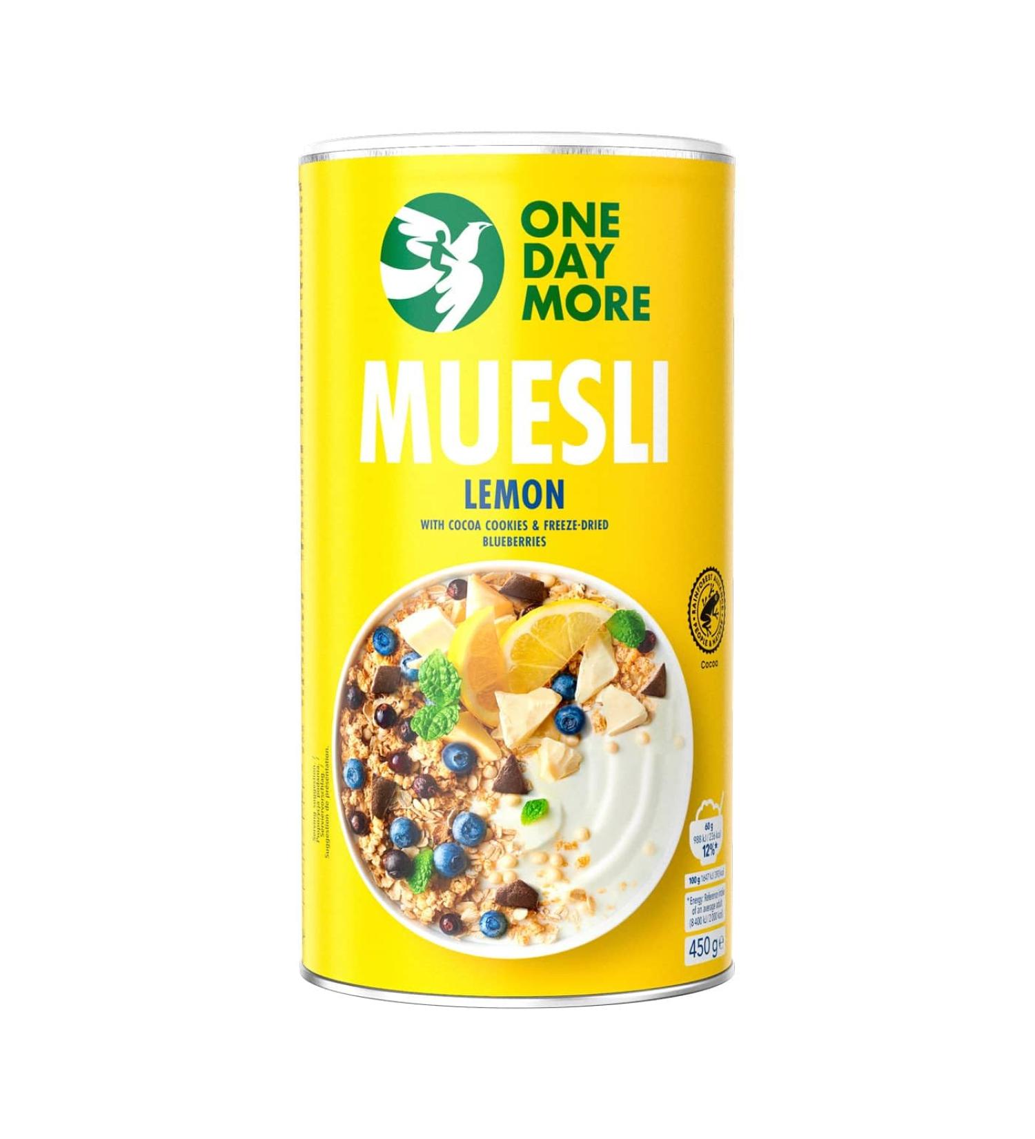 One Day More Muesli Lemon 450 g Nutritious breakfast for energy Crunchy Natural sweetness Perfect to start - Buy Online on GoSupps.com