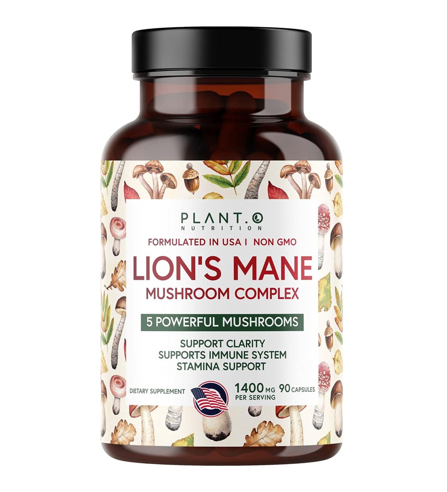 Plant.O Premium Lion's Mane Nootropic Brain Supplement - 5 Mushroom Complex for Immunity, Focus & Memory Boost - 90 Caps - Buy Online on GoSupps.com