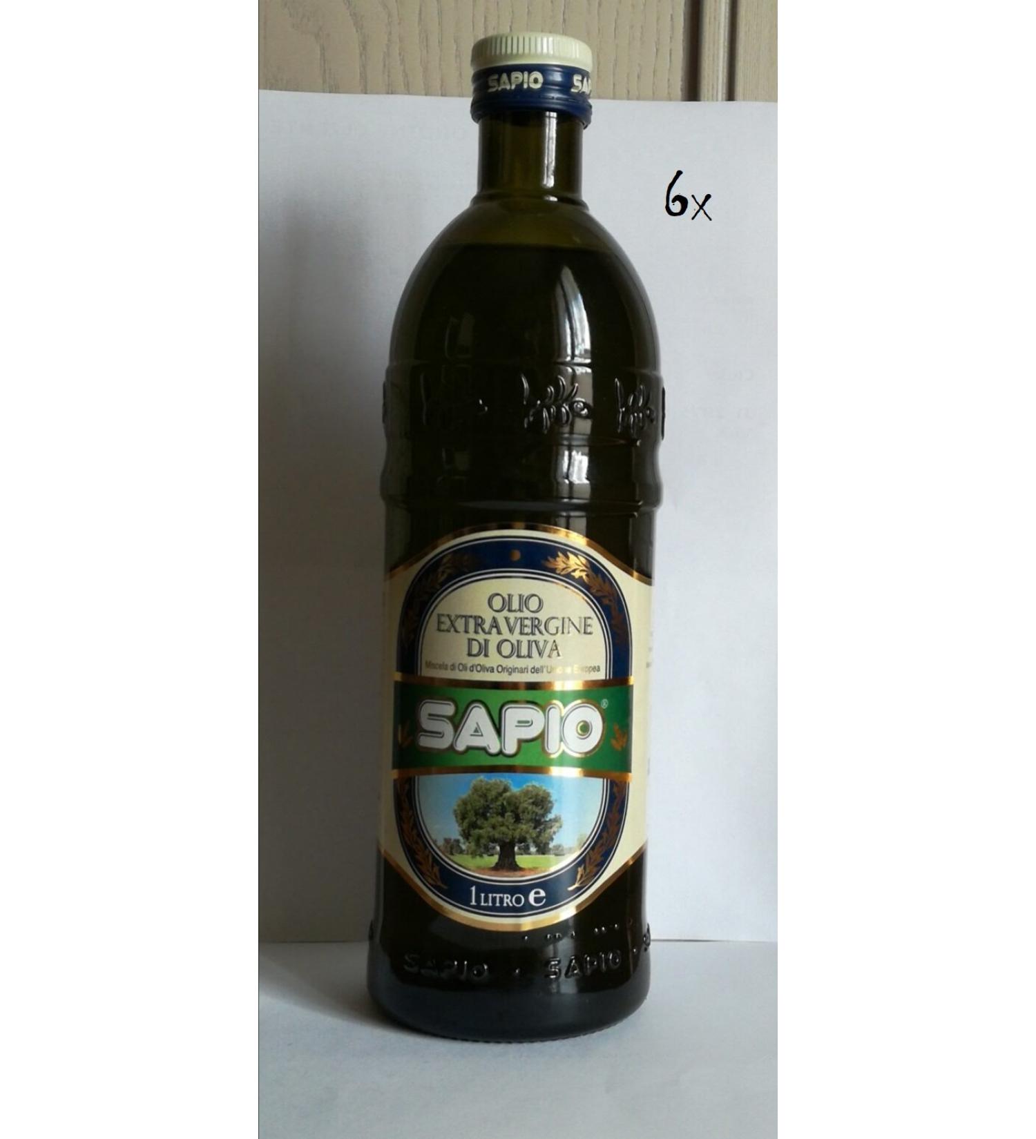 Sapio Sapio Extra Virgin Olive Oil Lot de 6 bouteilles d'huile d'olive extra vergine 1000 ml