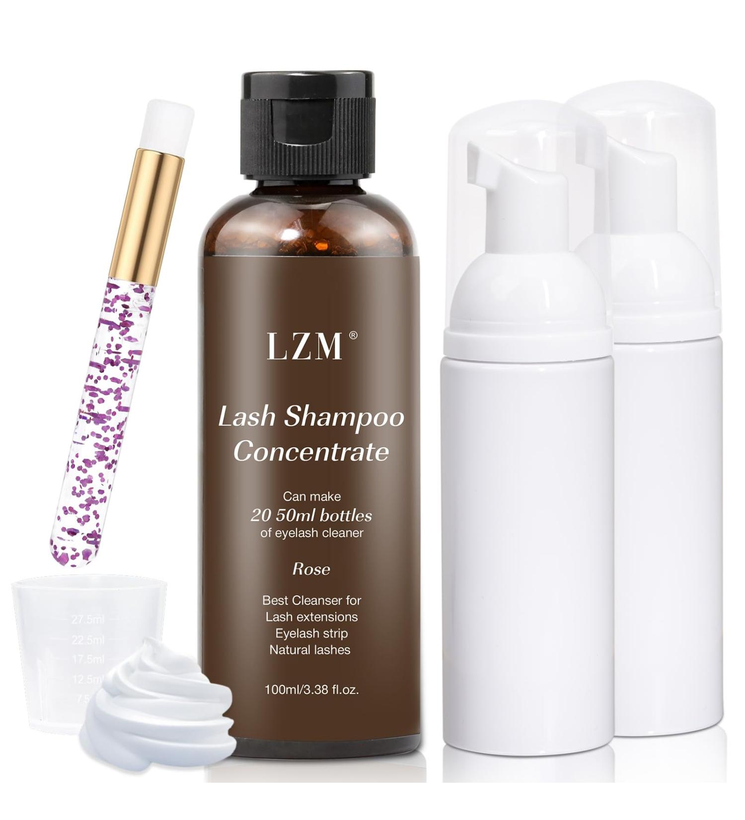 LZM Eyelash Extension Shampoo Concentrate Cleaning Concentrate for Eyelash Extensions with Brush Foam Bottle Soap Baking Solution for Eyelashes and Face 100 ml - Buy Online on GoSupps.com