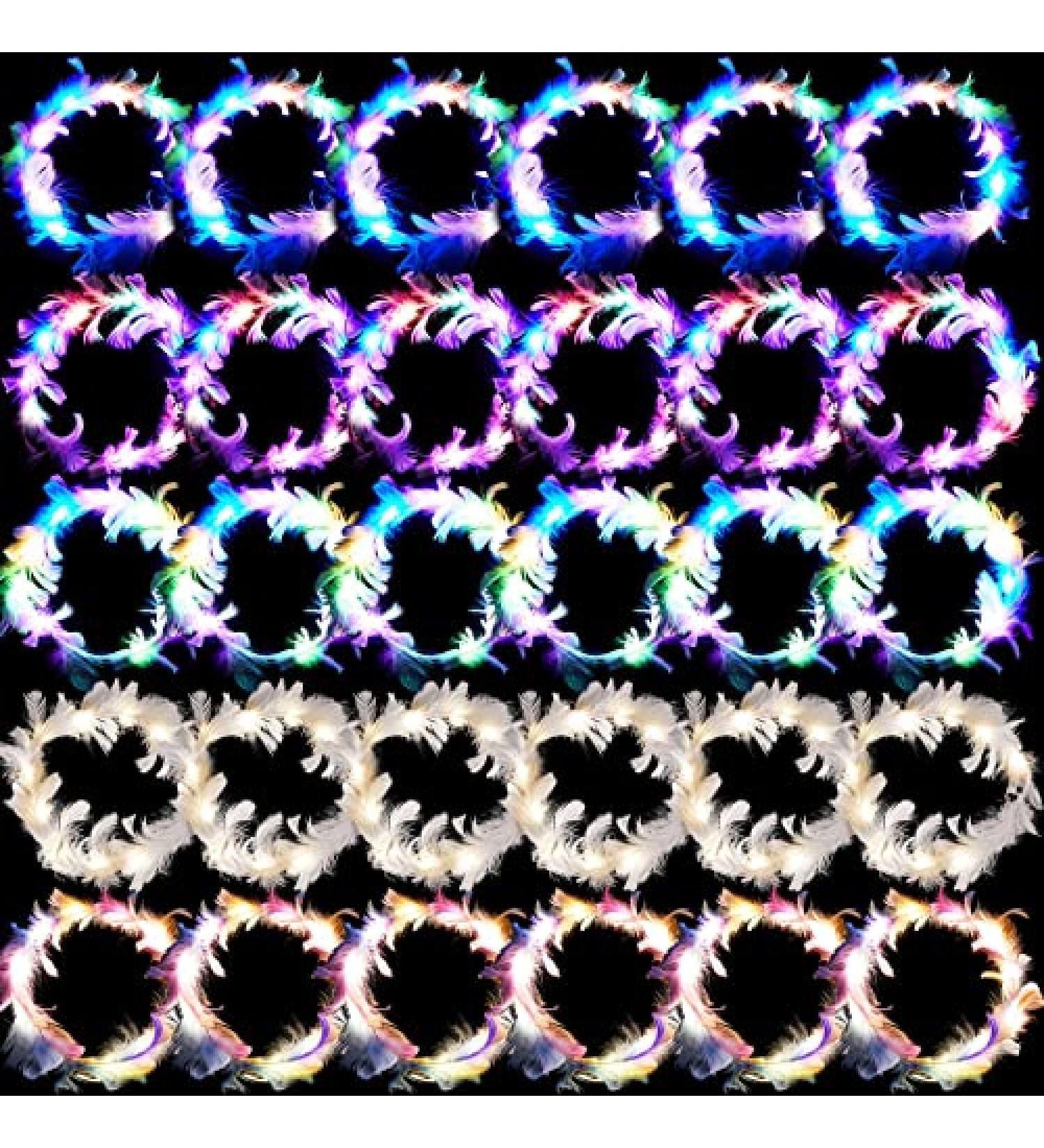 30 Pcs LED Light Up Headband Colorful Feather Crown for Women - Cute Flashing Flower Wreath Headbands for Girls Birthday Party - Buy Online on GoSupps.com