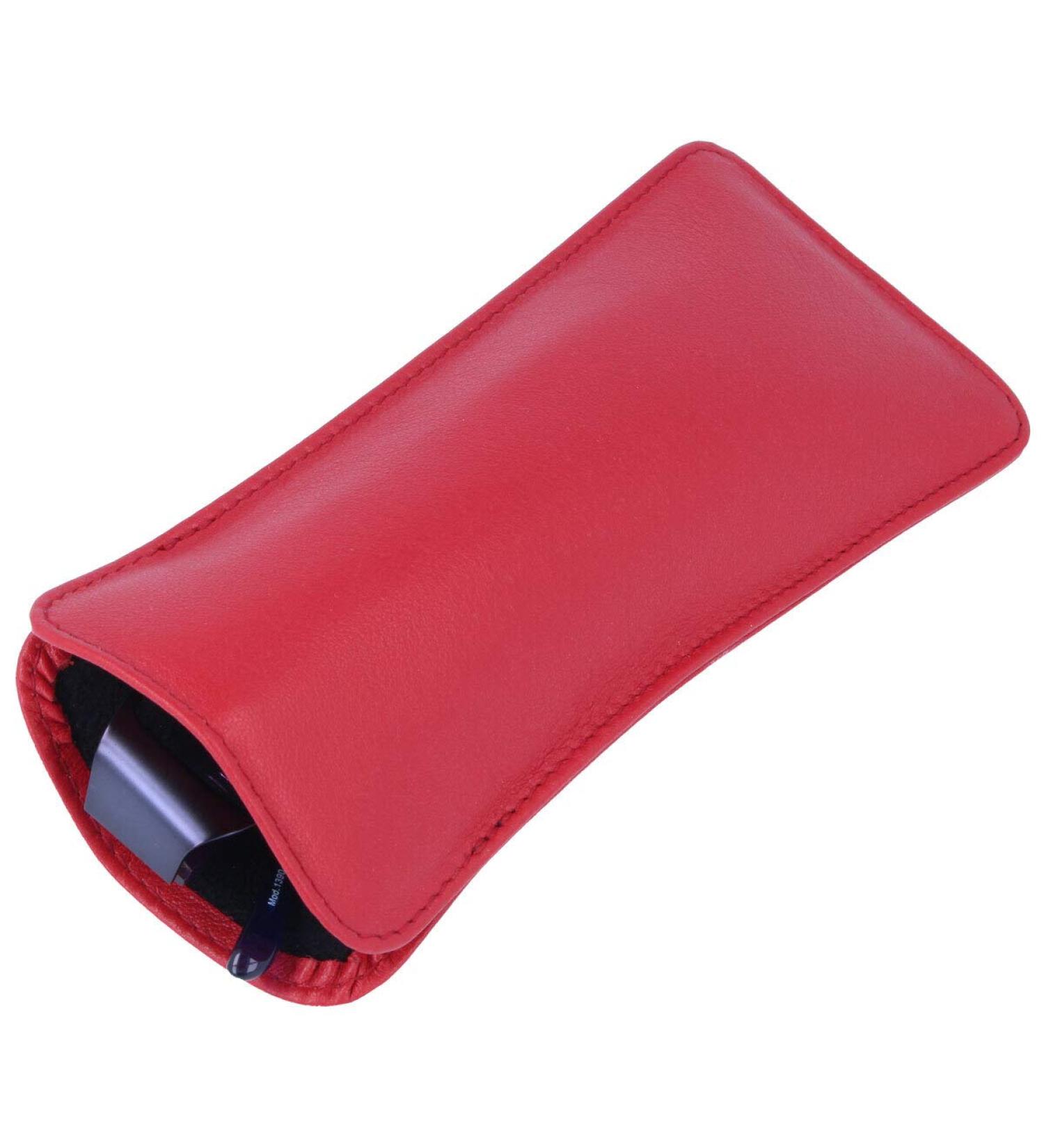 beautiful simple genuine leather case with single seam | MERIVA in red