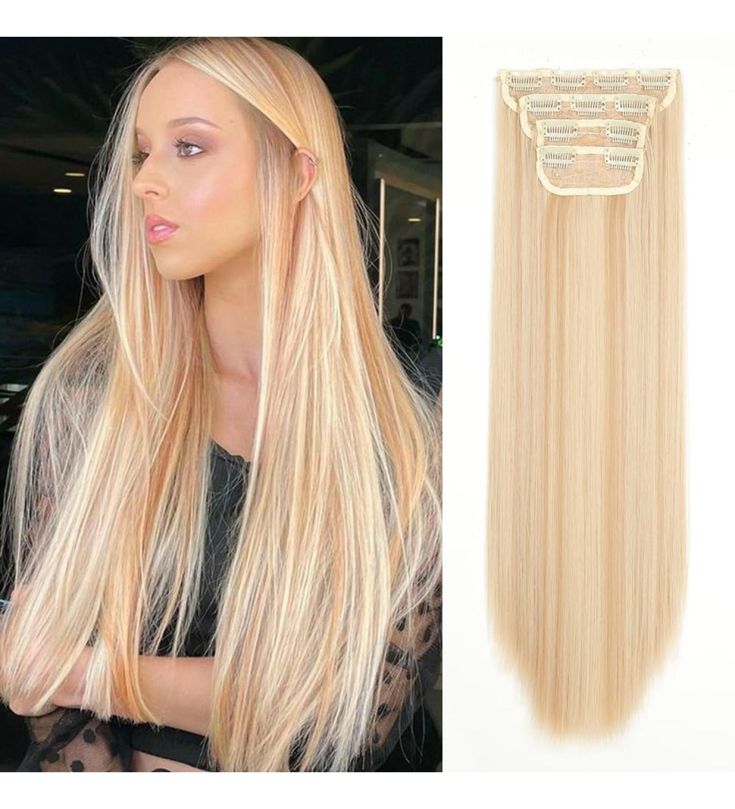 YDDM 24-Inch Clip-In Hair Extensions - Smooth Synthetic Hair Realistic Full-Head Look Affordable & Easy to Use - Perfect for Women (4pcs 613h22#) - Buy Online on GoSupps.com