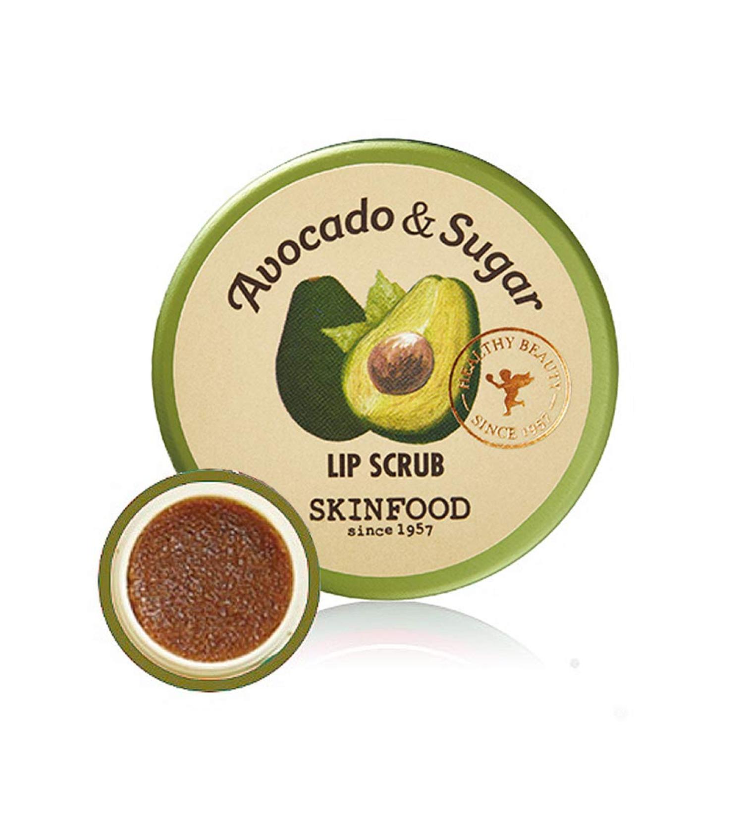 SKINFOOD Avocado Rich Lip Scrub 14g - Removes Dead Skin and Lip Nourishing & Moisturizing and Minerals Soft Smooth Lips Scrub - Plump Lip Scrub - Dead Skin Lip Scrub for Smooth and Plump Lips