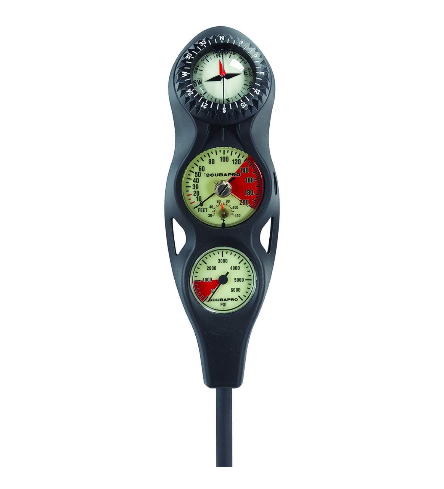 SCUBAPRO 3-Gauge in-Line Diving Console with FS-1.5 Compass, PGPSI DGFT