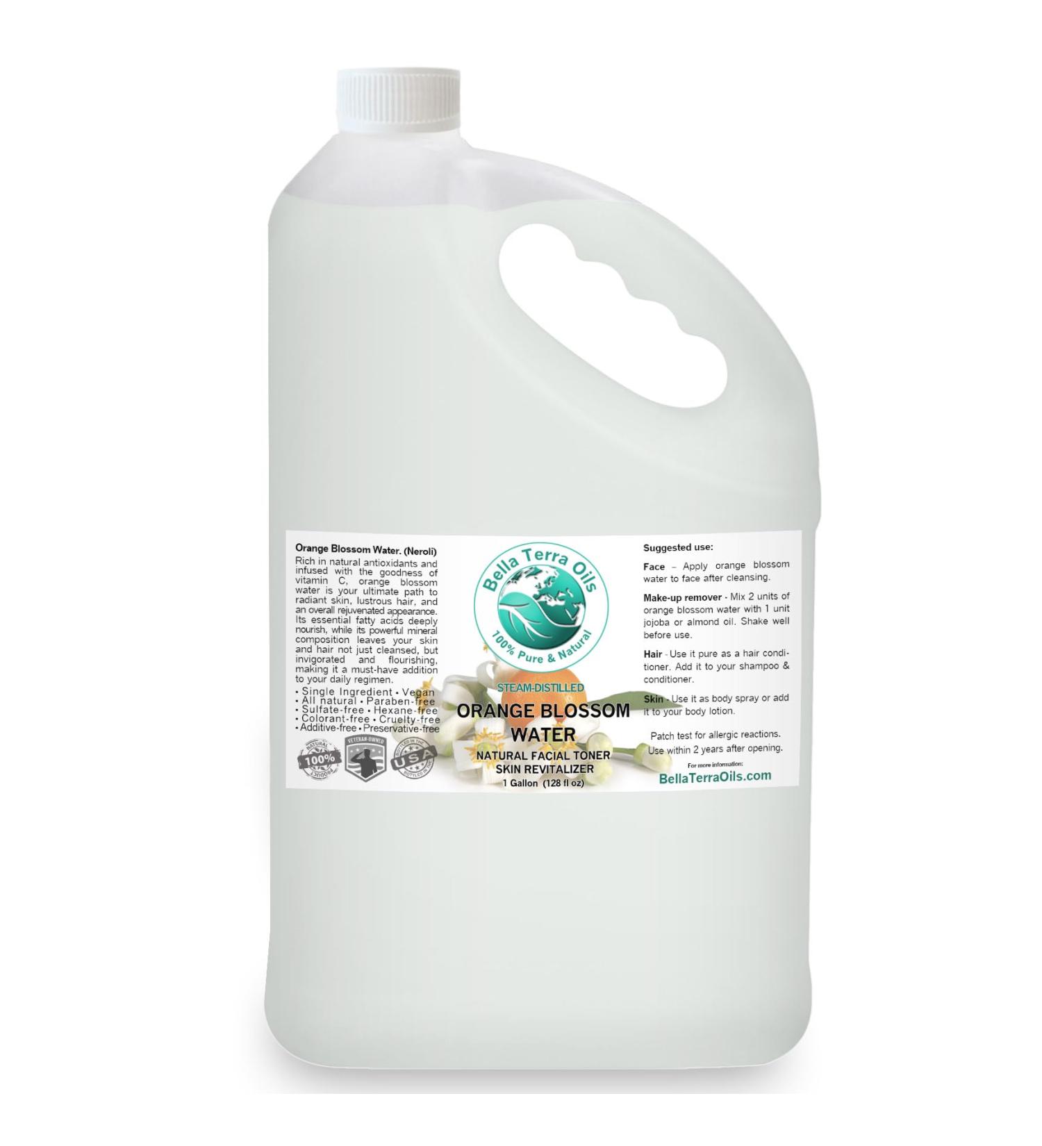 Orange Blossom Water (Neroli Hydrosol) - 1 Gallon | Natural Skin Refresher Aromatherapy & Glow - Bella Terra Oils (Pack of 10 - Buy Online on GoSupps.com