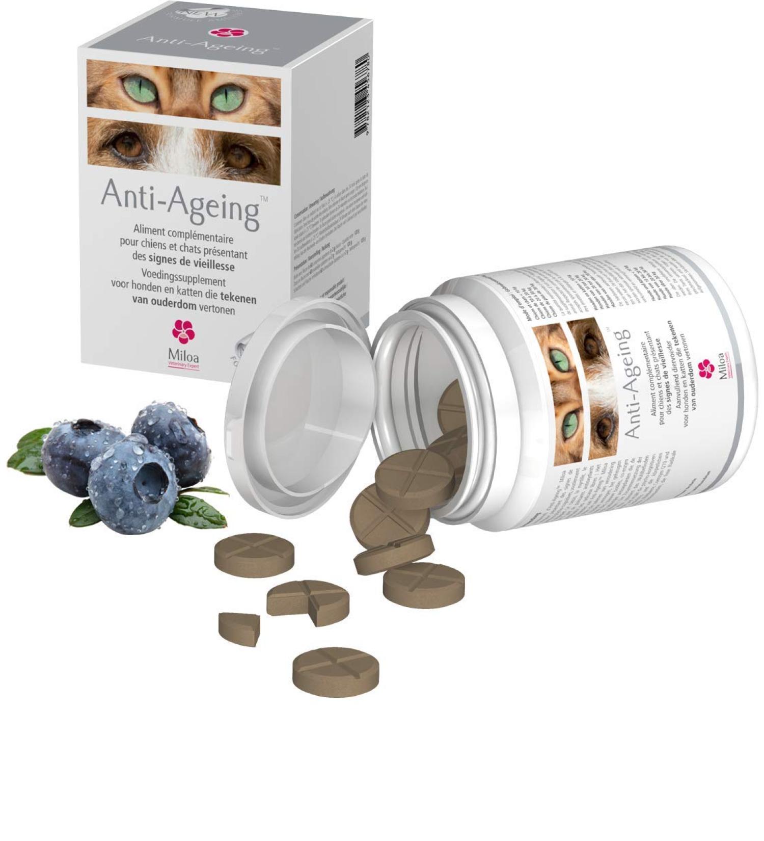 Anti Ageing 60 tablets Complementary food for Dogs Cats and NAC Ginseng Gingko Blackcurrant Blueberry so that it regains its Youth! - Buy Online on GoSupps.com