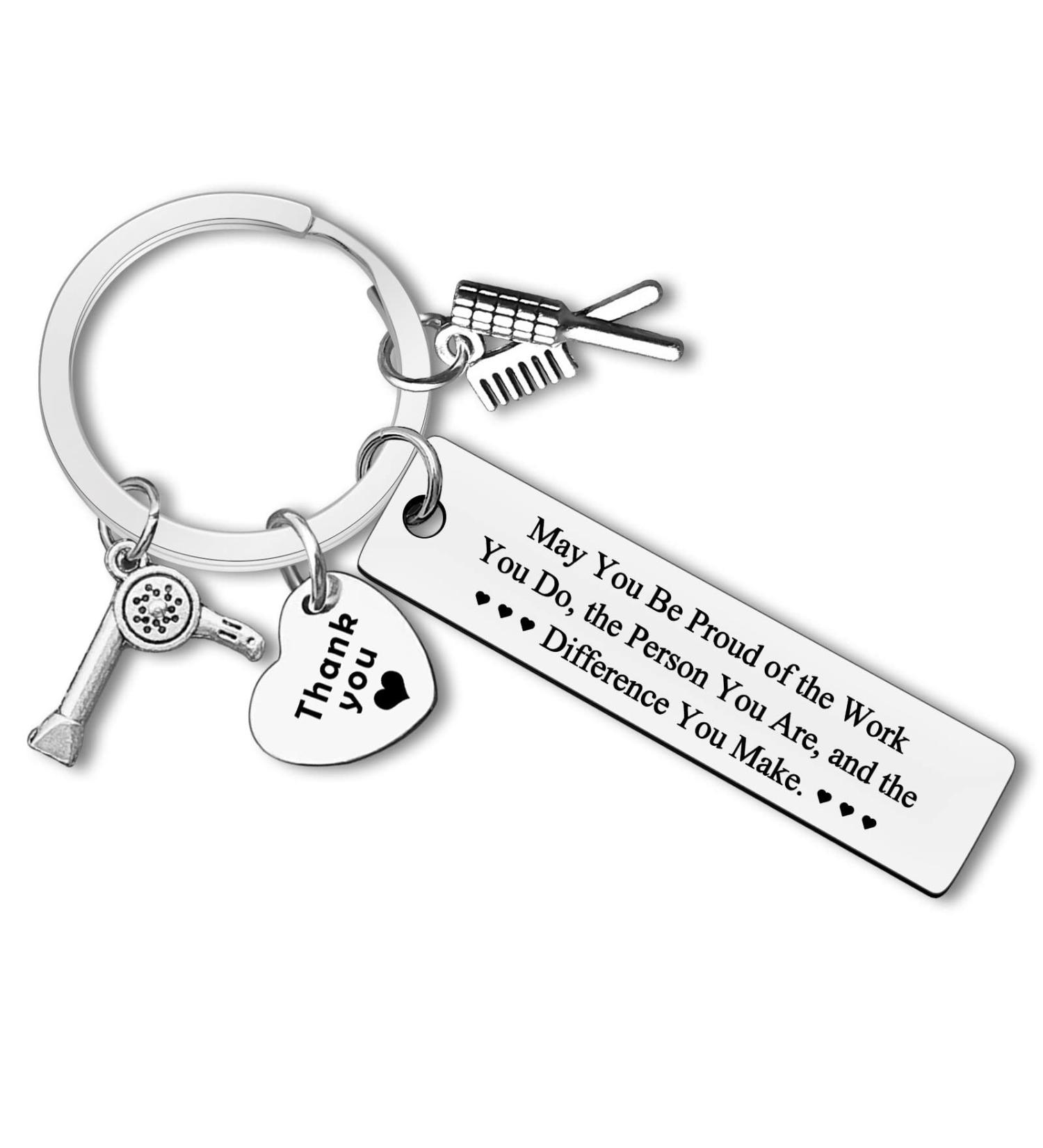 Dabihu Hairdresser Keyring Gifts Appreciation Gifts Keychain for Hair Stylist Cosmetician Hair Barber Beautician Graduation Salon Barber Colleague Christmas Retirement Gifts Silver- May You Be Proud of the Work You Do - Buy Online on GoSupps.com