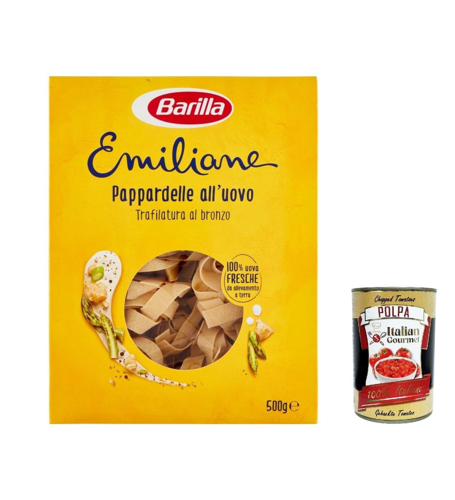  Italian Gourmet E.R. 3 x Barilla Pasta all'Uovo Le Emiliane Ppardelle egg noodles egg pasta 500g + Italian Polpo Gourmet 400g - Buy Online on GoSupps.com