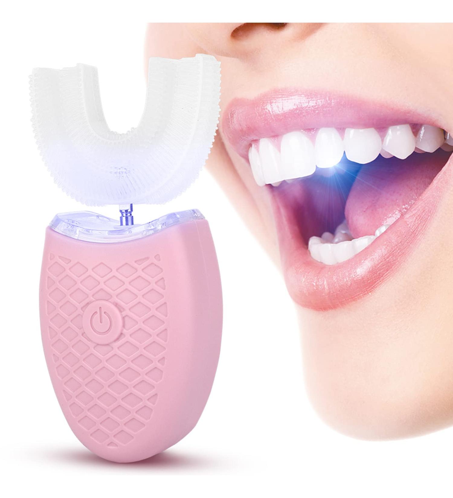 U Shape Electric Sonic Toothbrush 4 Gears Adjust Cold Light Teeth Whitening Device Automatic Adult Toothbrush Oral Care Tool - Buy Online on GoSupps.com
