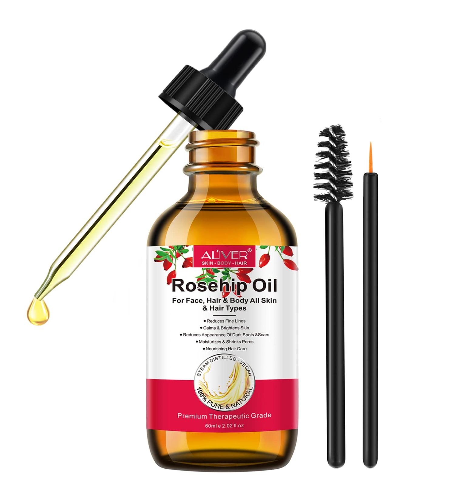 Organic Rosehip Seed Oil - Cold Pressed, Unrefined Anti-Aging Solution for Face, Hair, Nails - 2.02 Fl Oz (Pack of 1) - Buy Online on GoSupps.com