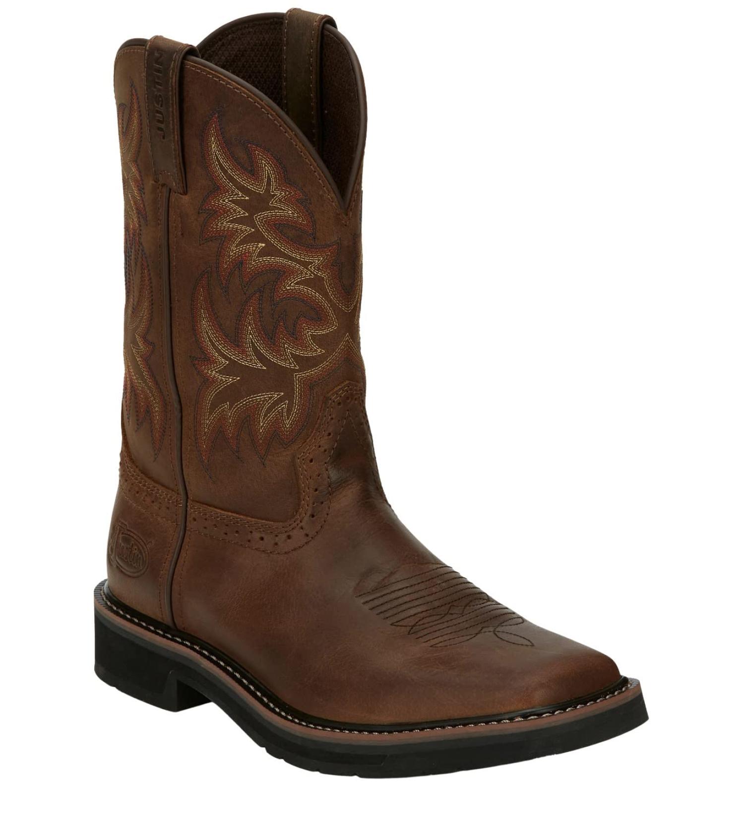 Justin Original Work Boots Men's Stampede Pull-On Square Toe Work Boot - Tan (Size 11.5 Wide) - Buy Online on GoSupps.com
