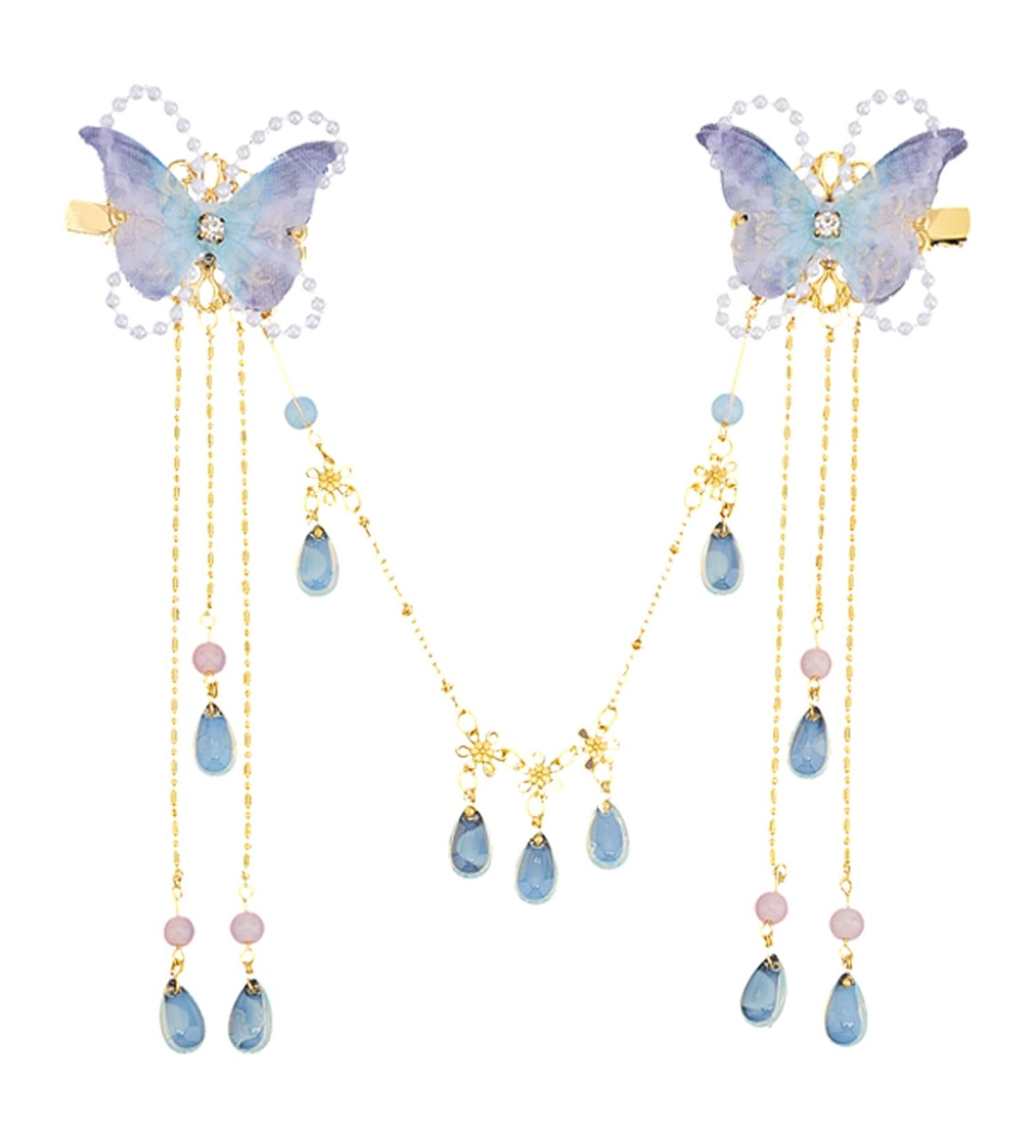 NICENEEDED Butterfly Cute Hair Clips 3D Colorful Butterfly Hair Decoration Jewelry Non-slip Butterfly Moving Wings and Sparkly Tassel Hairpin Accessories for Girls and Women - Buy Online on GoSupps.com