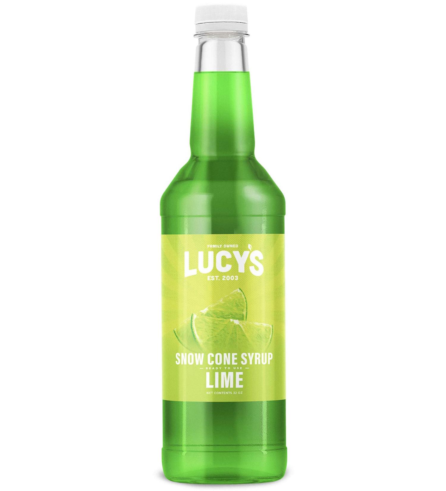 Lucy's Family Owned Lime Shaved Ice Snow Cone Syrup - 32 oz Bottle - Buy Online on GoSupps.com