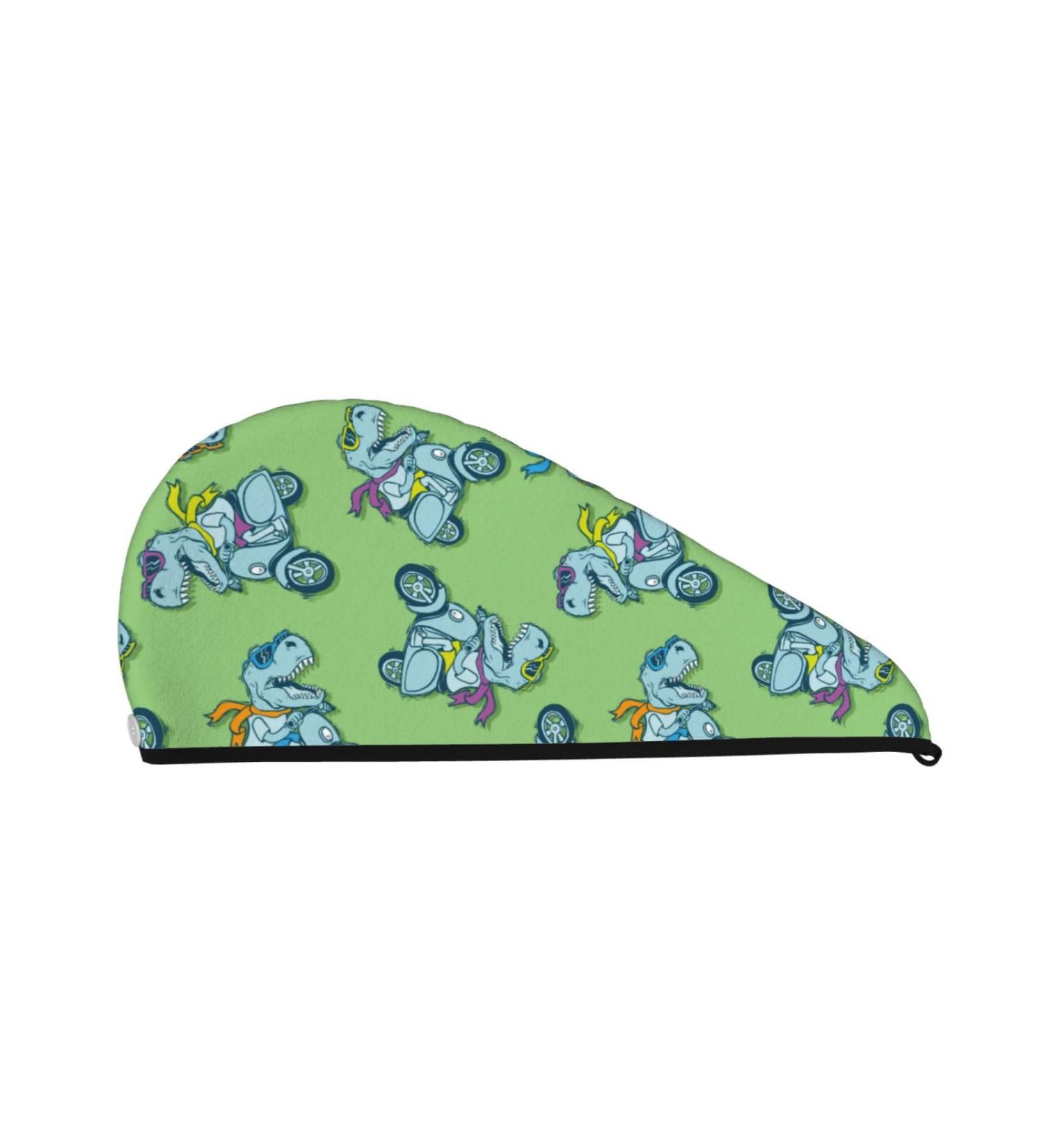 Motorcycle Riding Dinosaur Microfiber Hair Towel for Women - Super Absorbent Coral Velvet Quick Dry Wrap for Long Curly Thick Hair - International Shipping Available - Buy Online on GoSupps.com