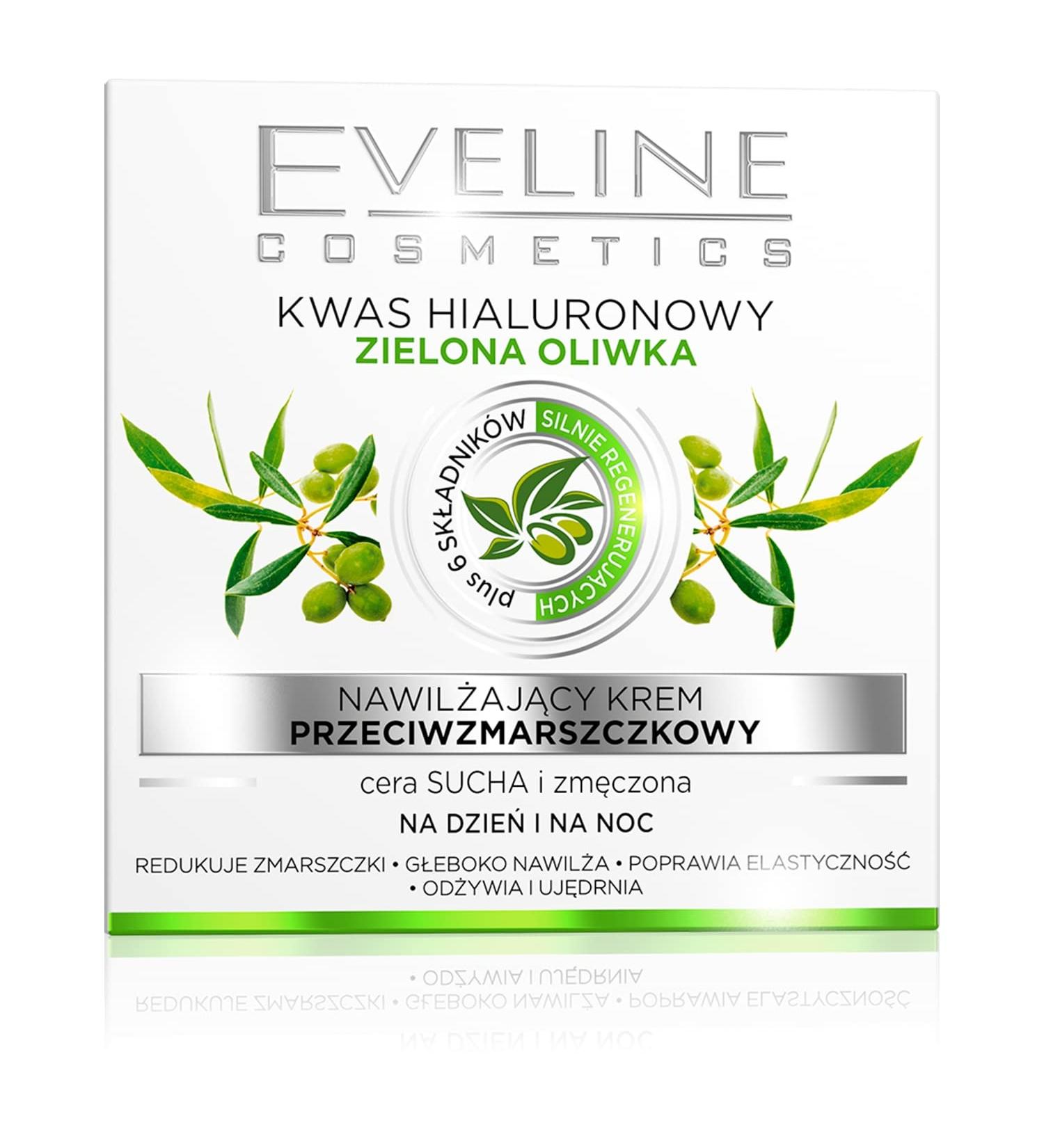 Eveline Cosmetics Moisturising Anti-Wrinkle Cream Day/Night with Hyaluronic Acid & Green Olive - 50 ml