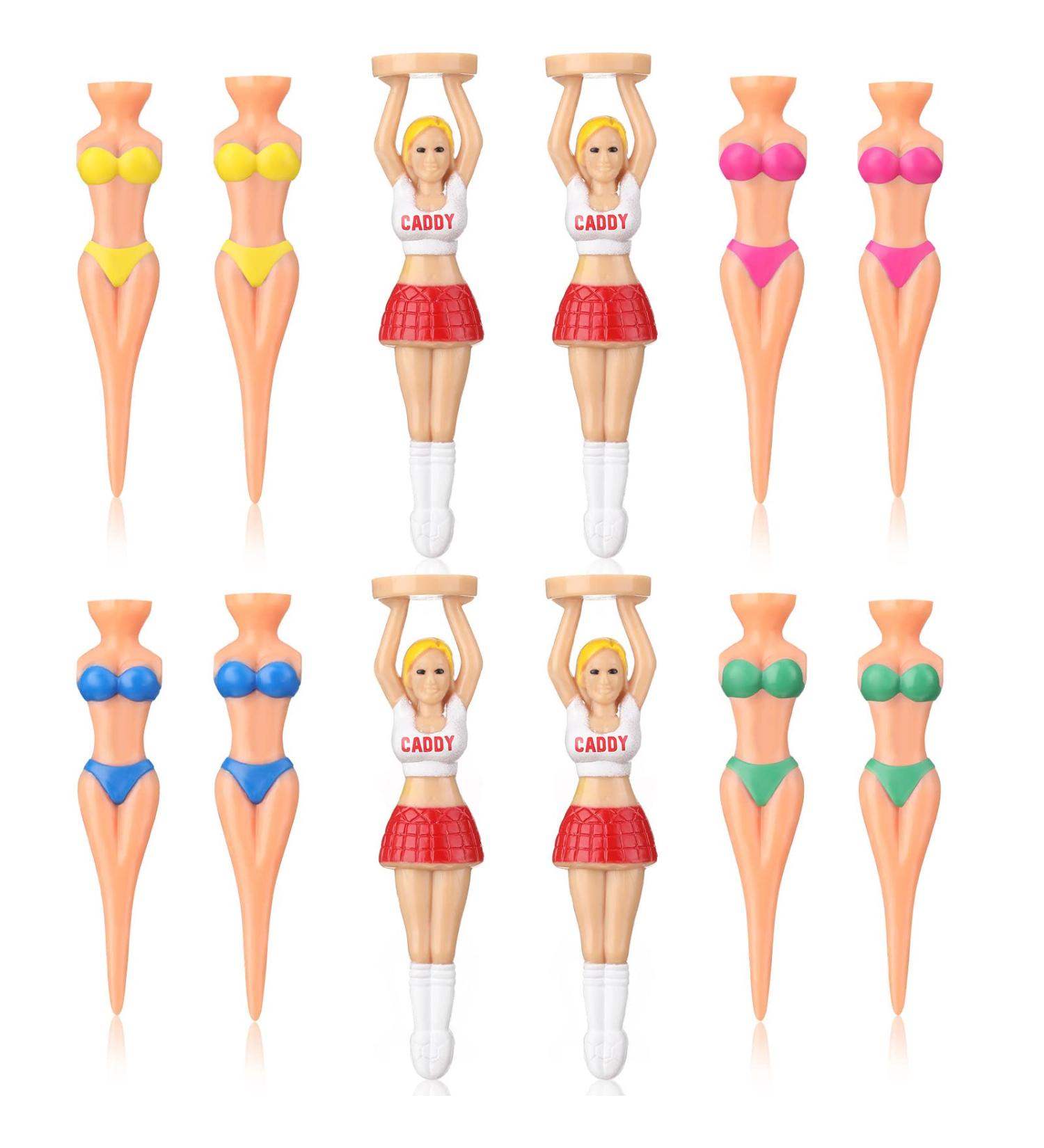 Bikini Golf Tees Set - 12 Colorful 8cm Plastic Tees for Men and Women, Funny Golf Accessories for Training and Gifts - Buy Online on GoSupps.com