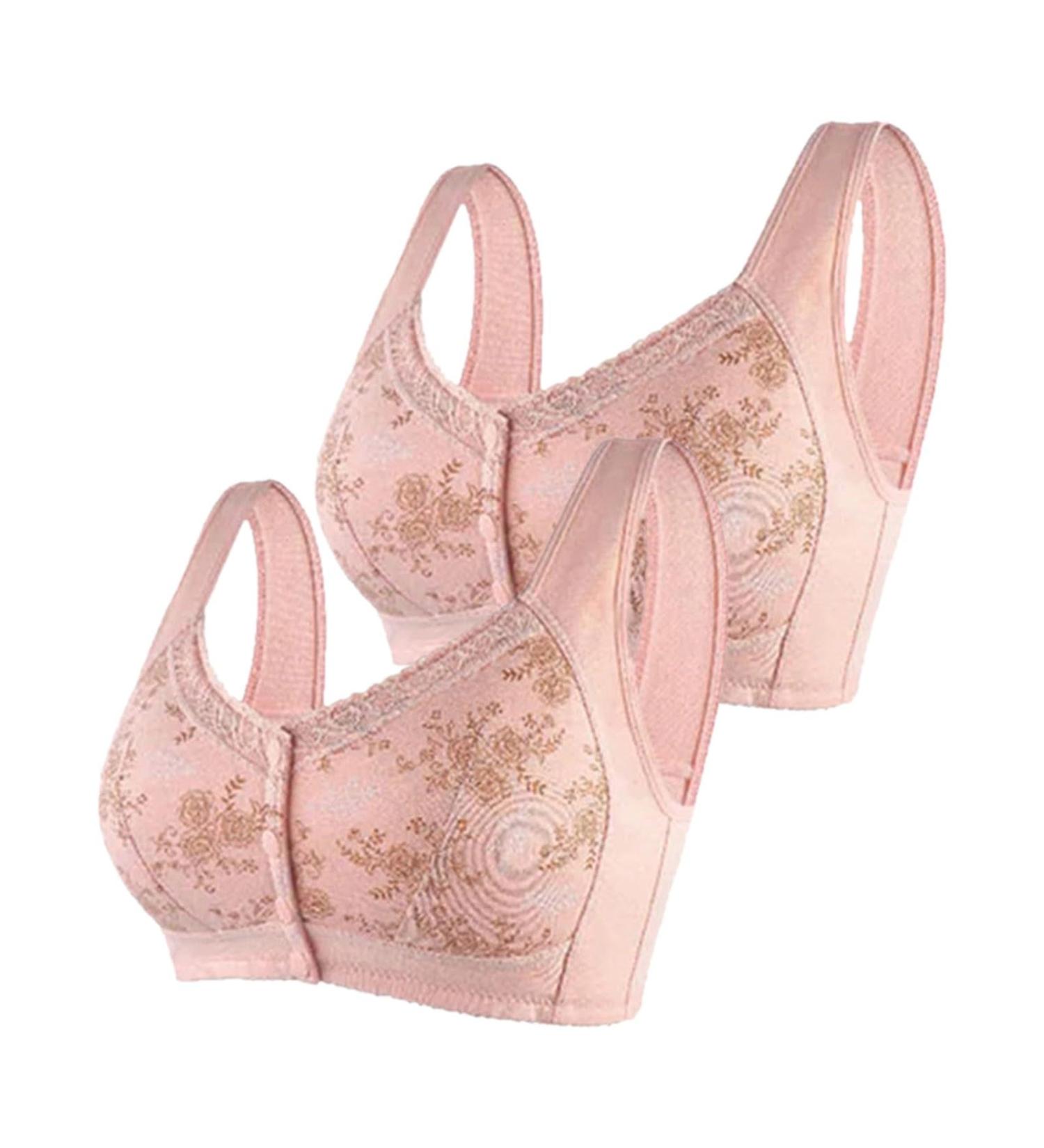 Comfortable Women's Bras - 2 Pieces Large Size Open Button No Steel Ring Rose Gold - Buy Online on GoSupps.com