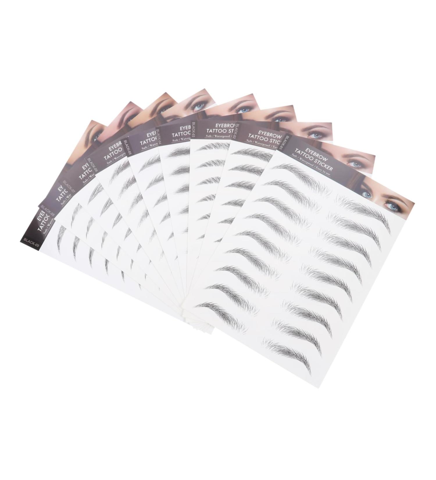 DRESSOOS 9 Sheets Imitation Eco Eyebrow Sticker Stickers Imitation Eyebrow Tattoos False Eyebrows Cosmetics 1 count (Pack of 1) Black - Buy Online on GoSupps.com