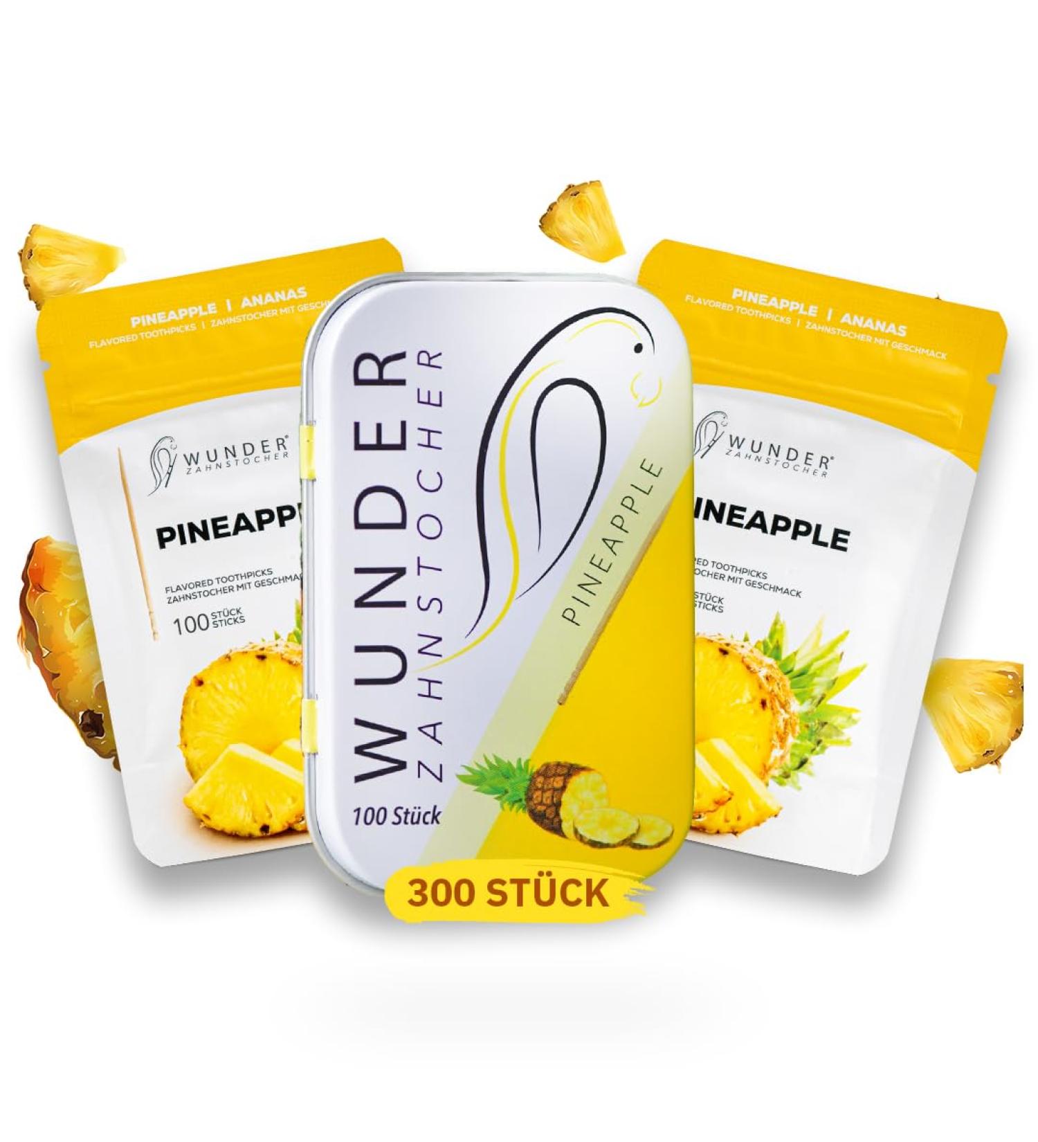 Miracle Toothpick Set - Sugar-Free Vegan Pineapple-Flavored Toothpicks for Fresh Breath & Smoking Cessation - Plastic-Free Chewing Gum Alternative - Buy Online on GoSupps.com