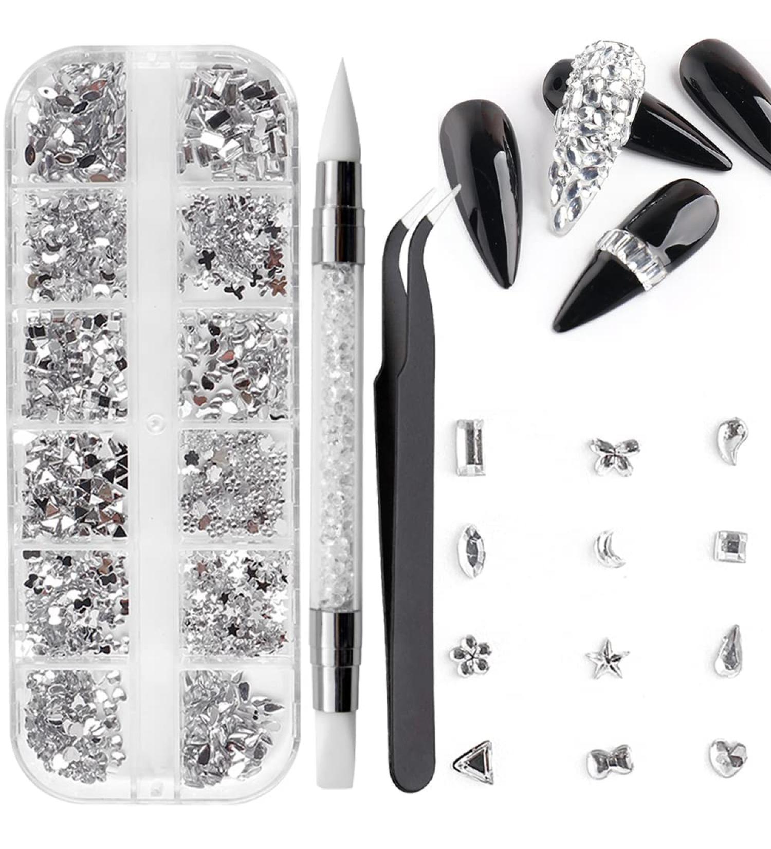 Kocoki 1440pcs Rhinestones for Nails - Multi Shapes Nail Gems for Decoration with Tweezer and Picking Pen - Crystal - Buy Online on GoSupps.com