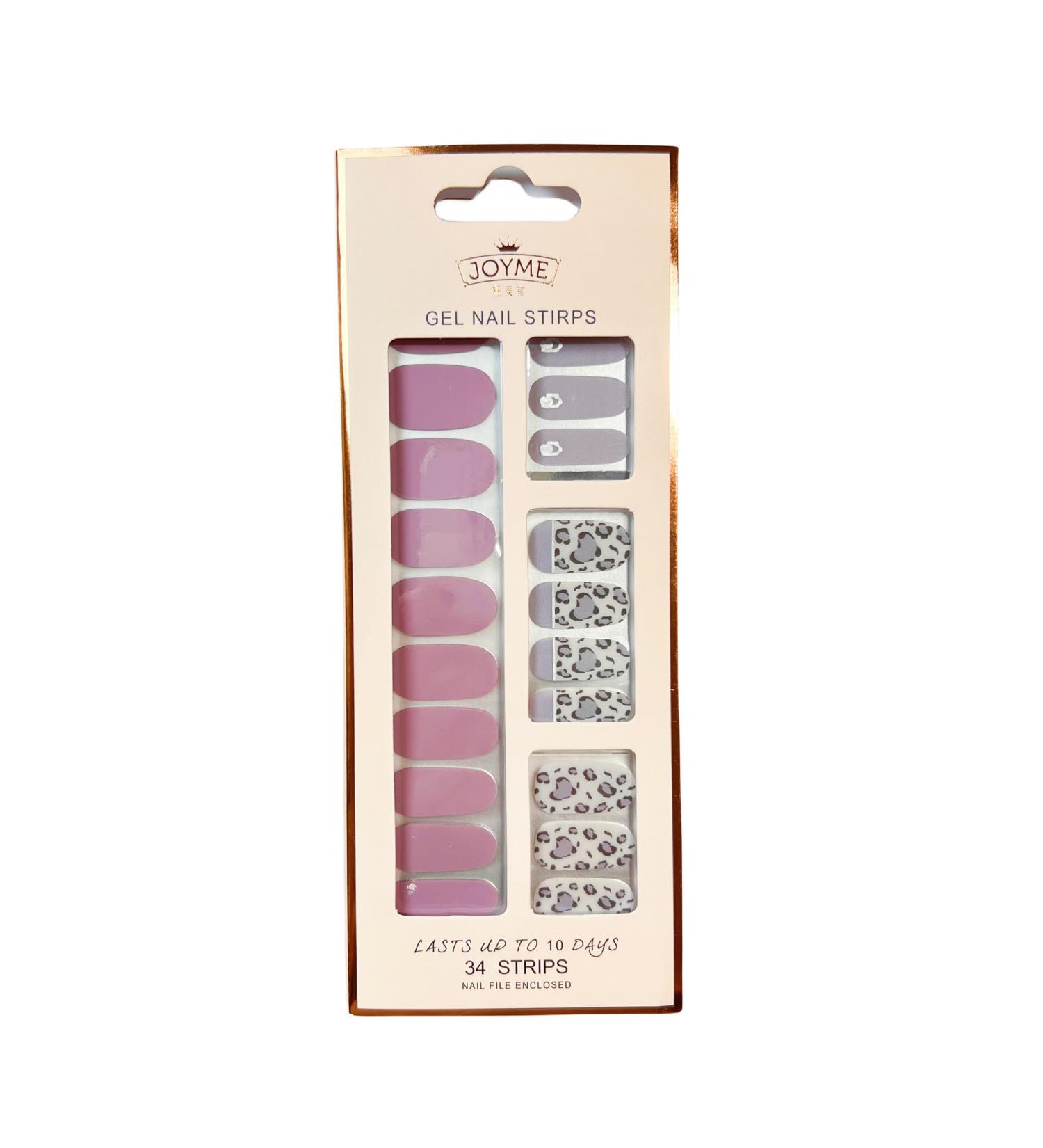 GoBudsGo 34PCS Nail Strips Nail Stickers with UV Free Color Street Nail Strips with Easy to Apply & Remove 12 Sizes Nail Polish Wraps with Cuticle Stick and Nail File E042-20