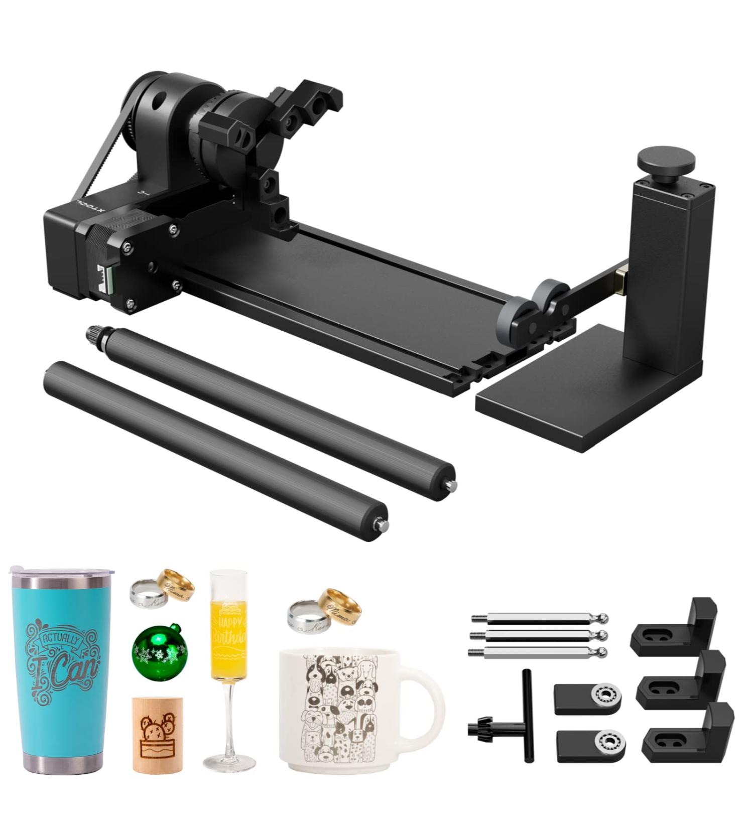 xTool RA2 Pro  4-in-1 Laser Rotary for xTool D1  D1 Pro and Most Laser Engraver  Jaw Chuck Rotary  Y-axis Rotary Roller Engraving Module for Engraving Cylindrical Objects  Wine Glass  Tumbler  Ring - Buy Online on GoSupps.com