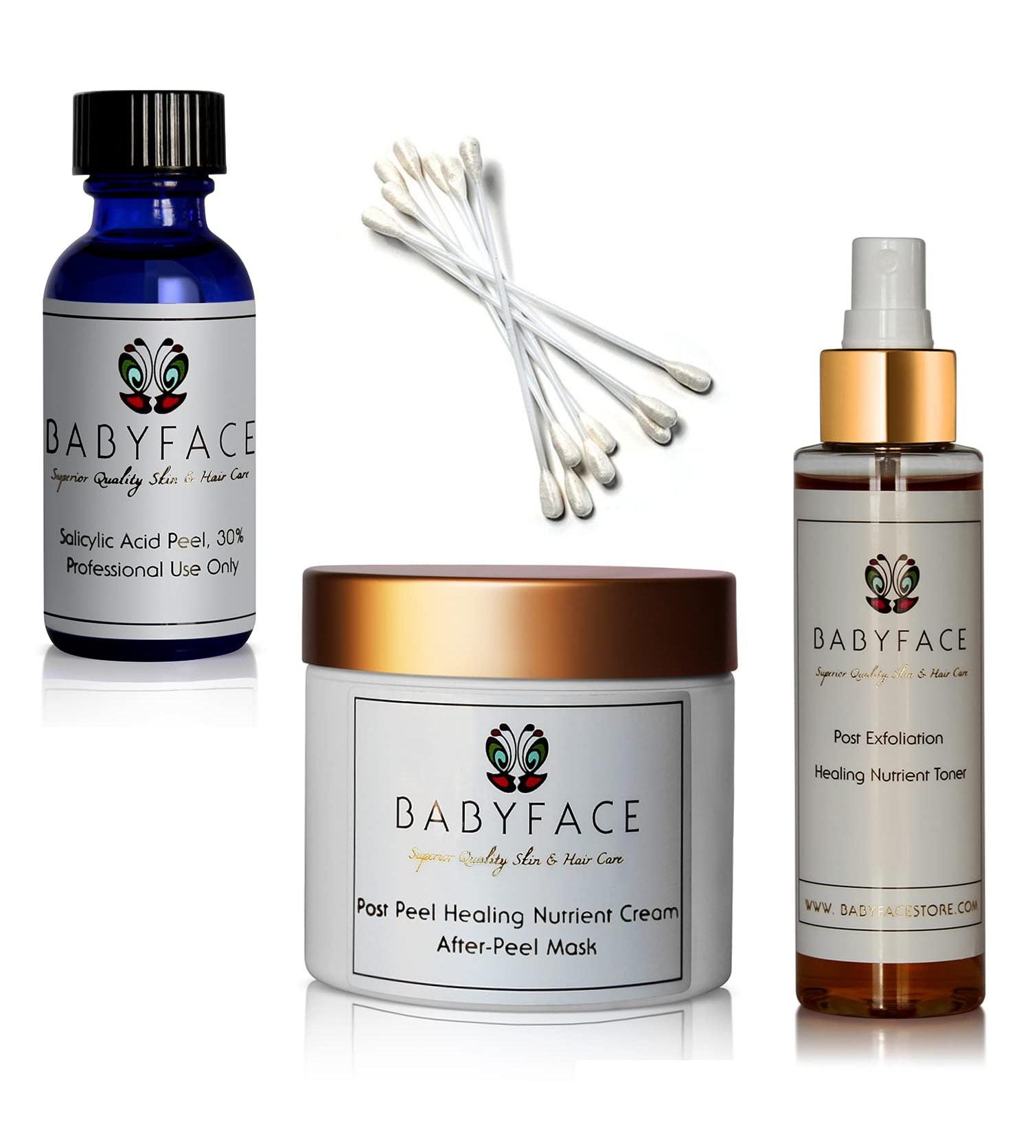 Babyface Deluxe 30% Salicylic Acid Chemical Peel Kit 44-Piece Complete Set for At Home Use 20 Peels