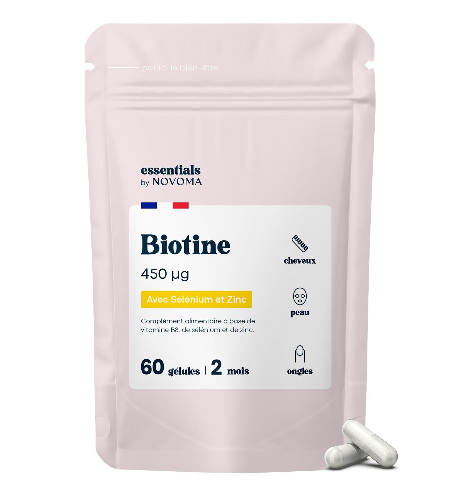Biotin with Selenium and Zinc Accelerates Hair Growth 2 Months Cure 60 Vegetable Capsules Vitamin B8 Food Supplement Made in France Essentials by Novoma - Buy Online on GoSupps.com