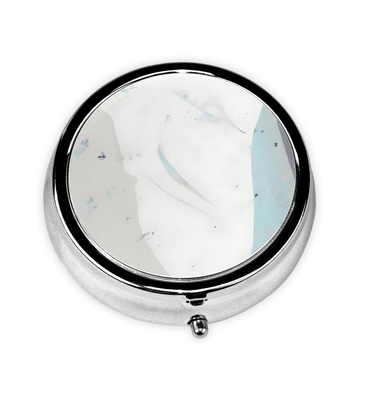 Blue & White Round Pill Box Organizer - 3 Compartments for Travel | Portable Pill Box for Purse & Pocket - Buy Online on GoSupps.com