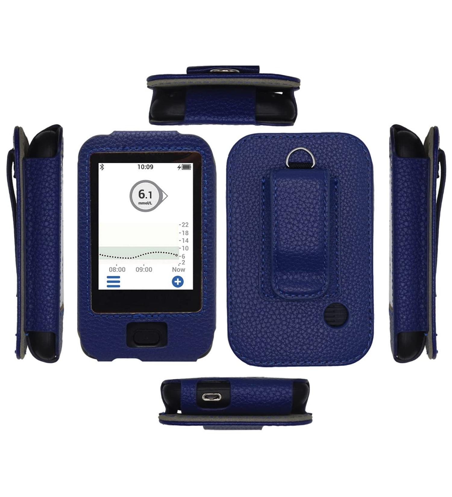 SNK Fitted Leather Case with Screen Protector for Dexcom Receiver G6 CGM (FLC-Navy) - Buy Online on GoSupps.com