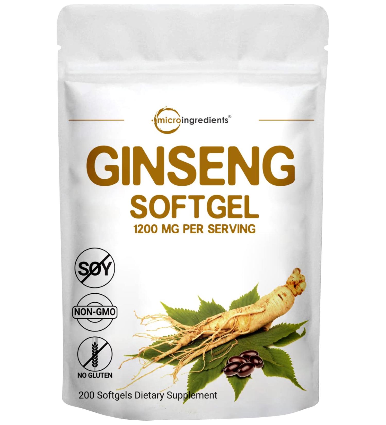 Micro Ingredients Red Panax Ginseng 1200mg | High Potency Korean Ginseng Extract 200 Softgels - Non-GMO, Gluten-Free - Buy Online on GoSupps.com