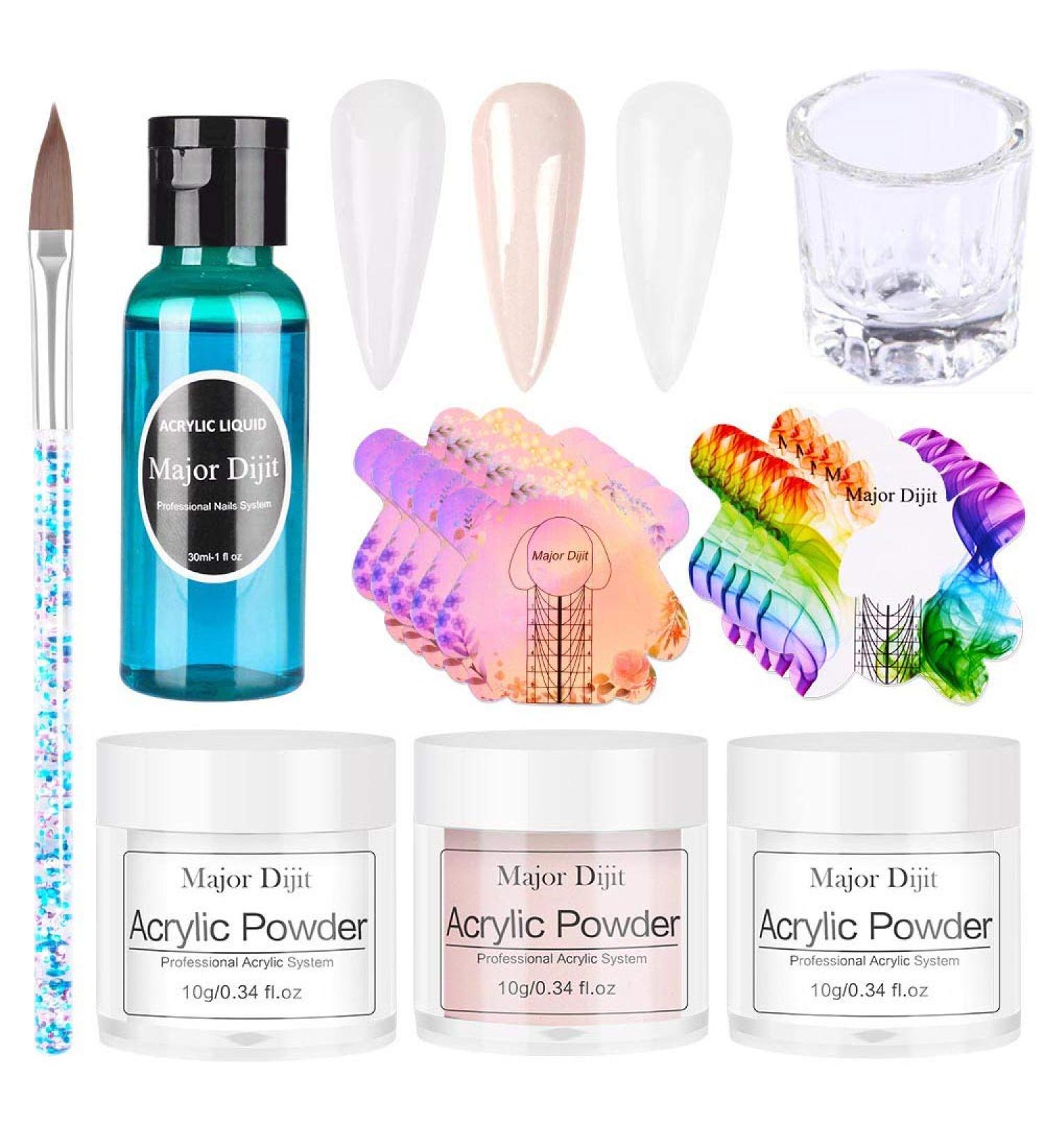 Tickas Acrylic Powder Set - Nail Powder Nail Liquid Nail Brush Set Crystal Nail Powder System Manicure Kit 1 - Buy Online on GoSupps.com