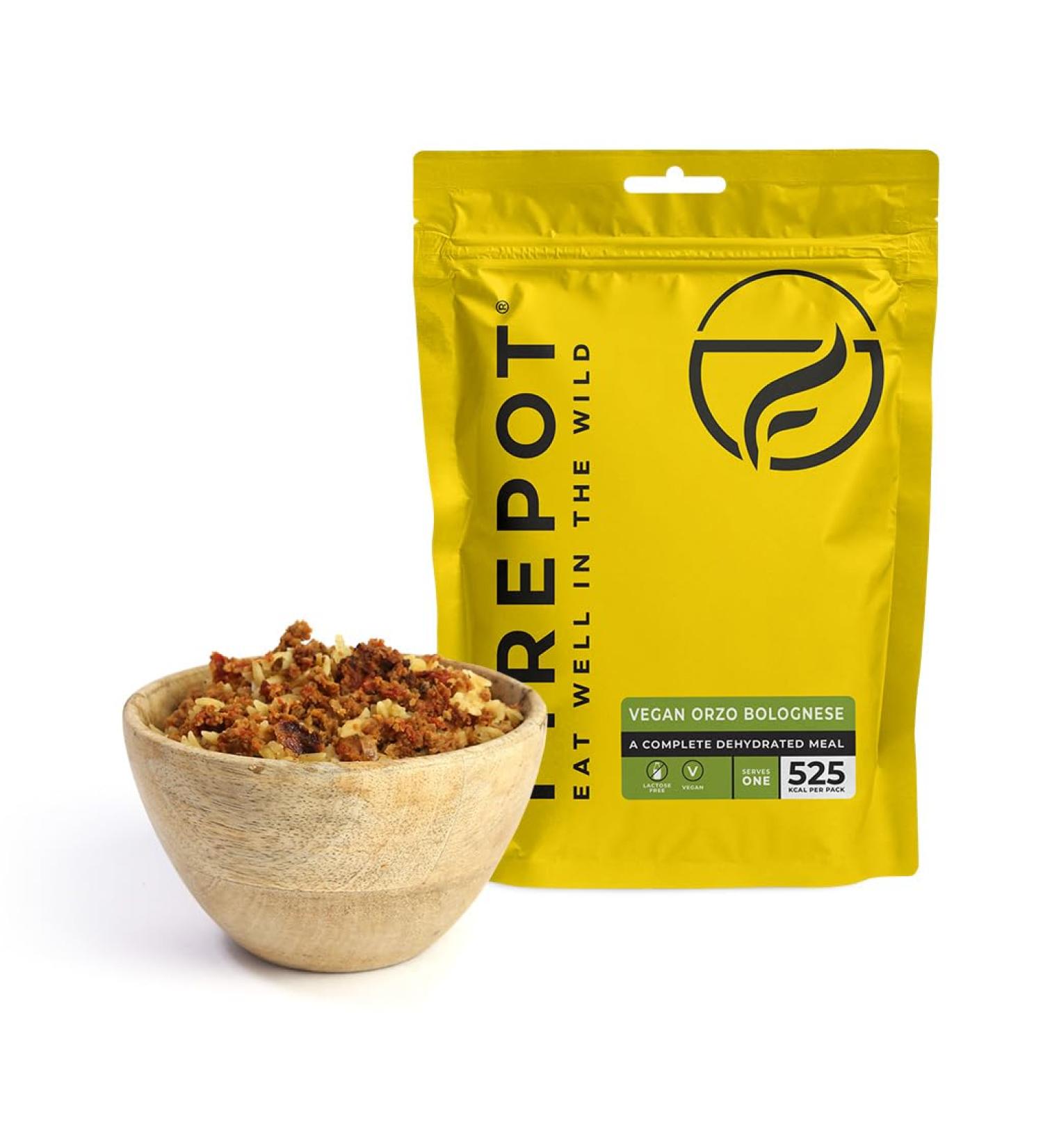 FIREPOT Vegan Orzo Bolognese - Healthy VEGAN Dehydrated Expedition Food (Regular) - Buy Online on GoSupps.com