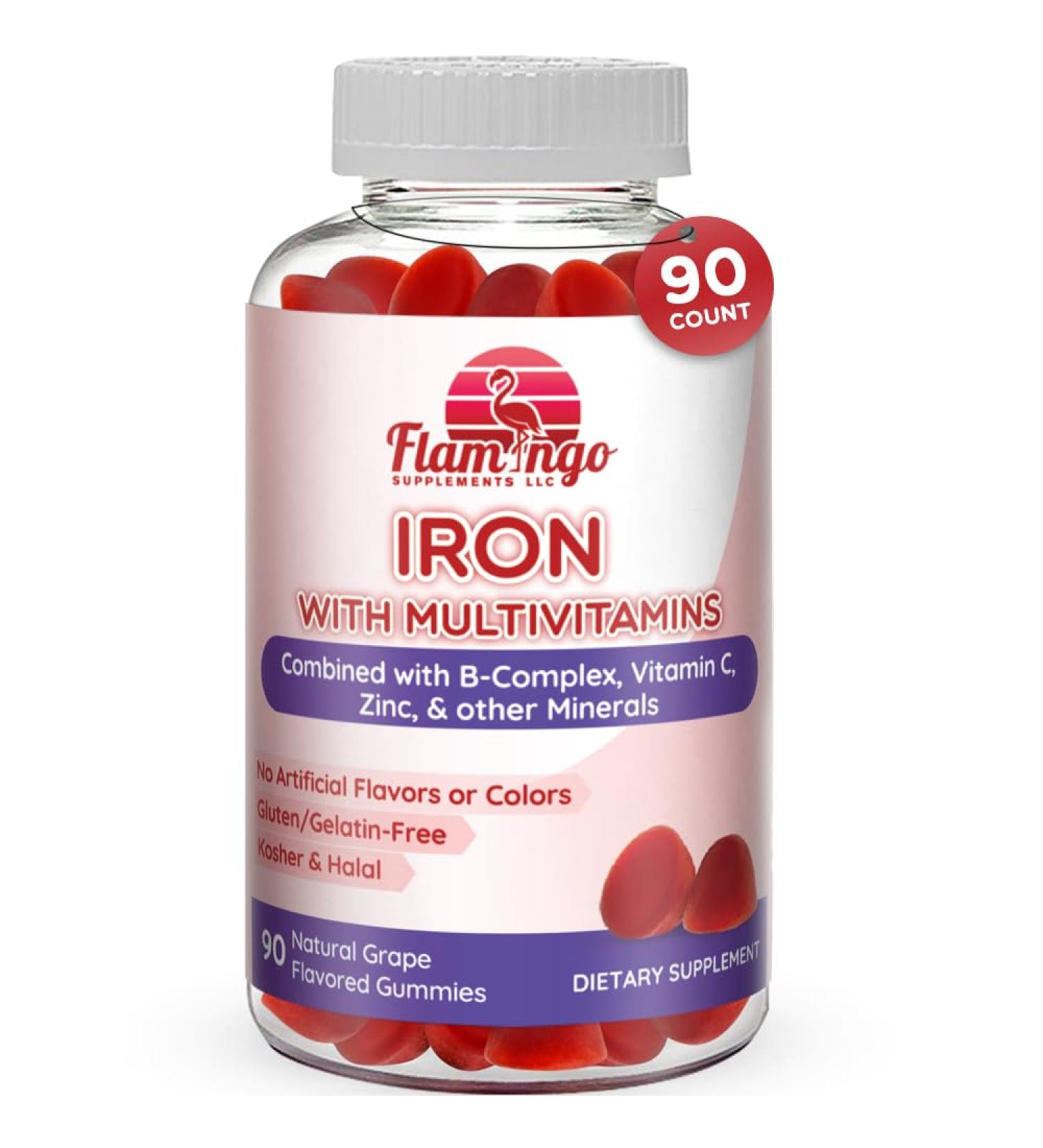 Iron Gummies: New Formula 20 mg Iron per Serving Plus Vitamin C Zinc B Complex. Iron Gummies for Women and Men. Anemia Supplement for Fatigue Prenatal Pregnancy- Vegan Kosher- 90 Ct - Buy Online on GoSupps.com