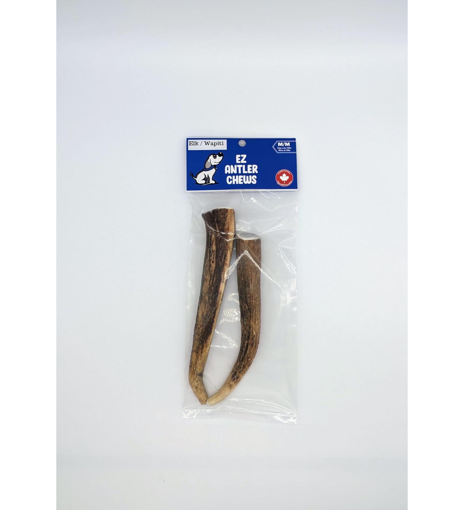 EZ Antler Chews - Elk Antlers for Dogs - Medium Whole (2 Pack) - Dogs Under 25kg - Dog Treats Dog Chews - Marrow Bone Dog Treats - Naturally Shed Preservative Free Cruelty Free - Antler Dog Chew - Buy Online on GoSupps.com
