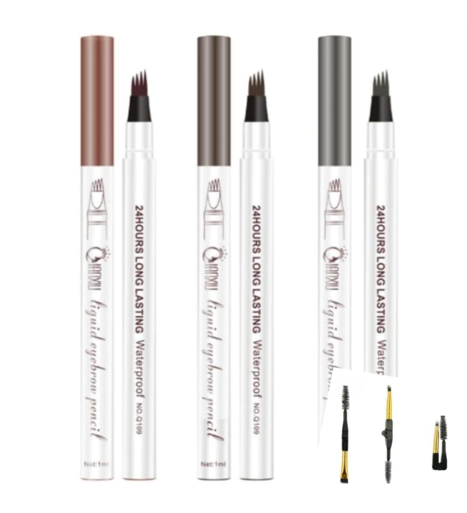 2024 Upgraded 4-Fork-Tip Brow Tint Pencil Lasting Waterproof Brow Pencils Brush Create Natural Hair-Like Defined Brows Last All-Day (DARK BROWN) - Buy Online on GoSupps.com